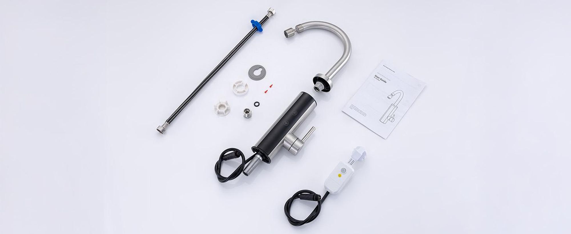 Elektrische Küchenarmatur mit Durchlauferhitzer, Gebürstet Wasserhahn Küche mit LED Temperaturanzeige,Smart Heater Wasserhahn 360° drehbar