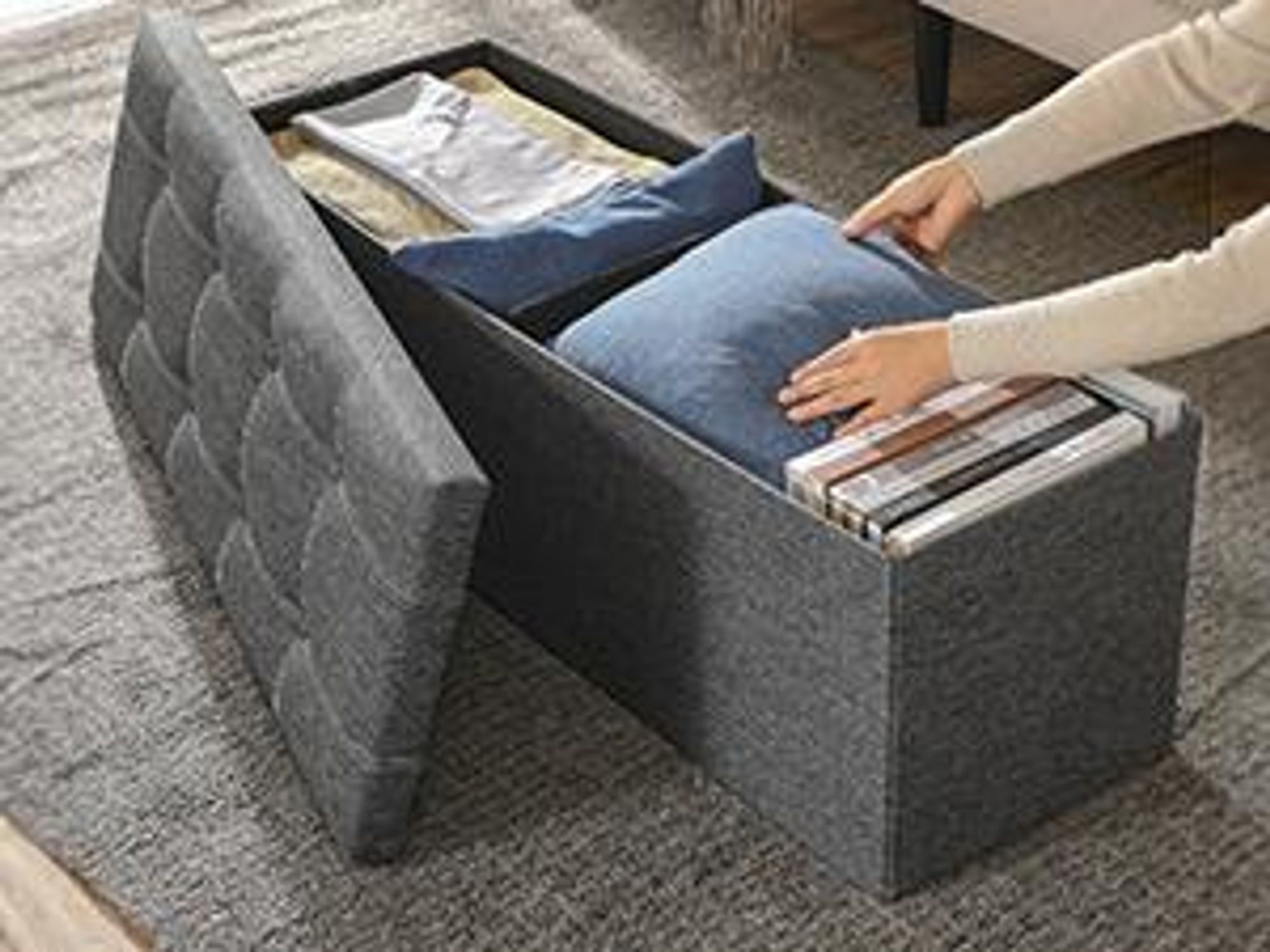 SONGMICS Sitzbank mit Stauraum, Sitztruhe, Sitzhocker, faltbar, 110x38x38cm