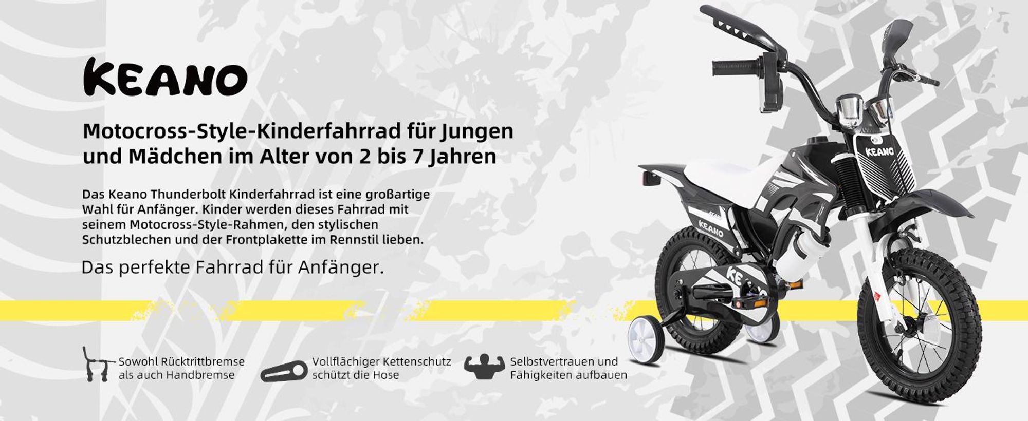 JOYSTAR 12 Zoll Kinderfahrrad im Motorradstil für 3-8 Jahren Jungen und Mädchen mit Stützrädern, Getränkehalter und Schutzblechen, Rosa