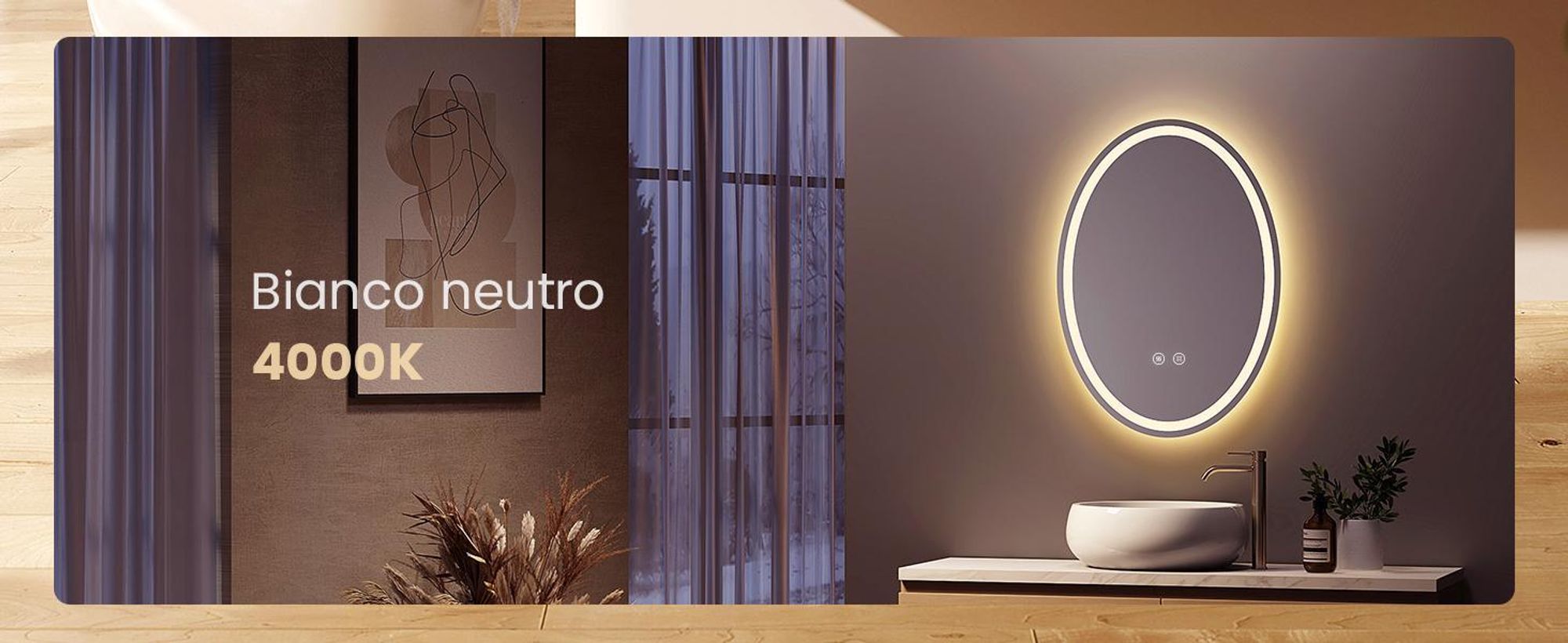 EMKE specchio da bagno 60x80 cm specchio da bagno con 3 colori di luce, specchio da bagno senza nebbia + dimmerabile + interruttore a sfioramento specchio ovale a LED
