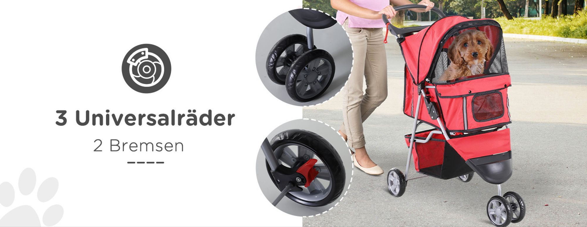 PawHut Hundewagen Hundebuggy Katzenwagen Tierbuggy Pet Stroller Hunde 4 Farben
