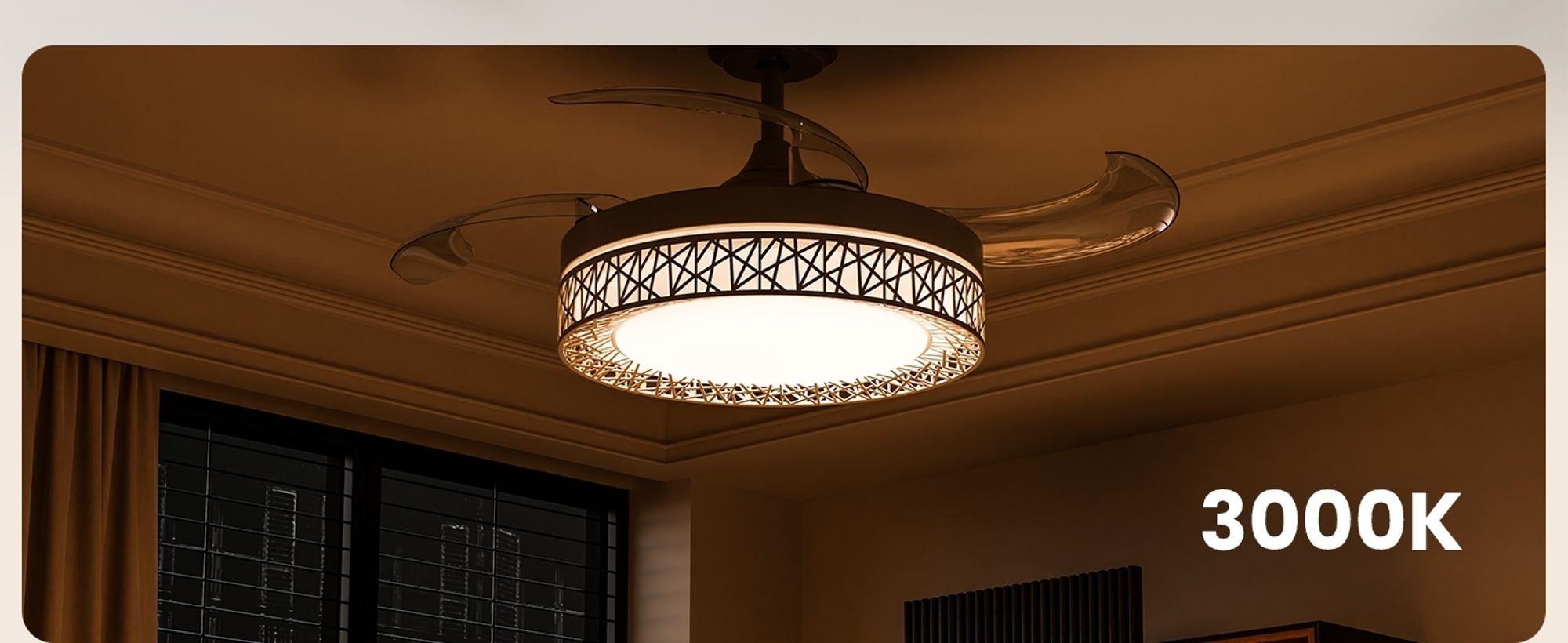 Heilmetz Deckenventilator mit Beleuchtung Ø 108 cm, Dimmbar, 6 Geschwindigkeiten, 3 Lichtfarben mit Fernbedienung & Timer, Schwarz