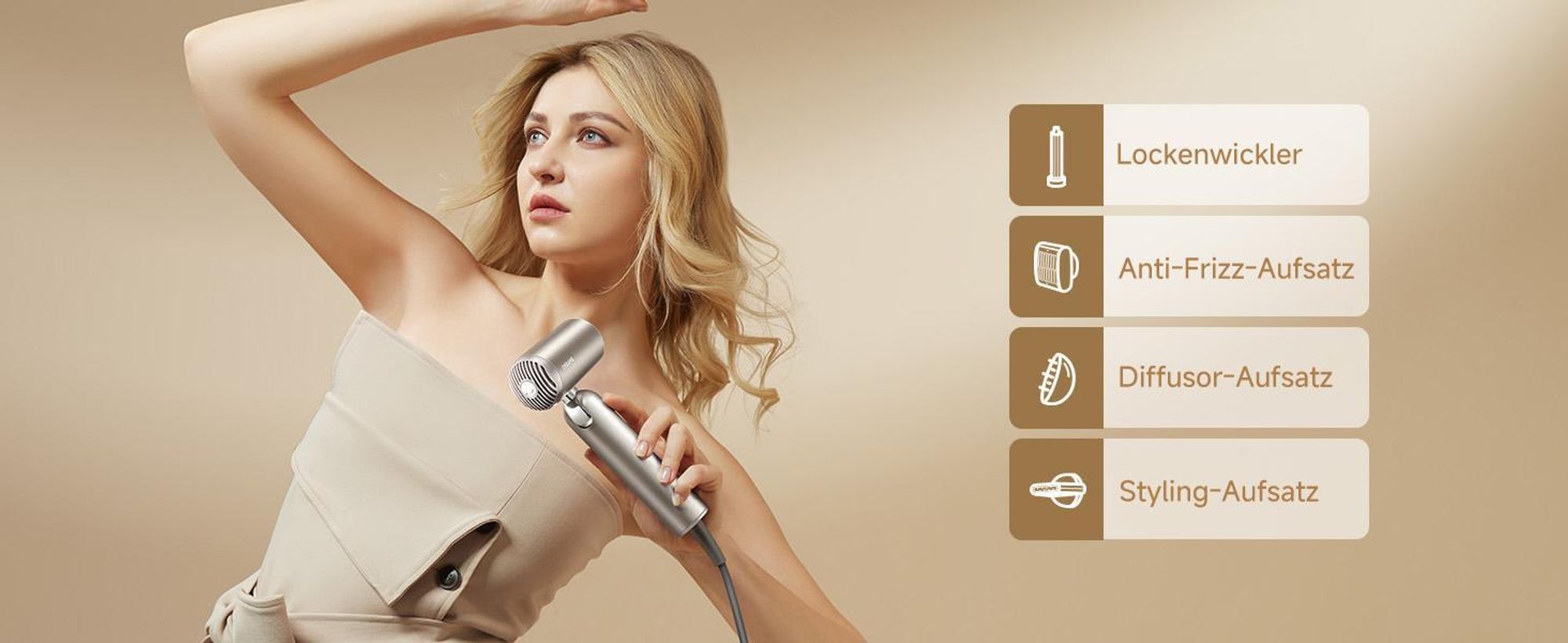 DREAME Pocket Pro Haartrockner,3 klappbare Formen,300g,110K U/min Motor,300M negative Ionen/cm³,konstant 57°C,40s NTC-Trocknung,2026 Neue Version,Gold
