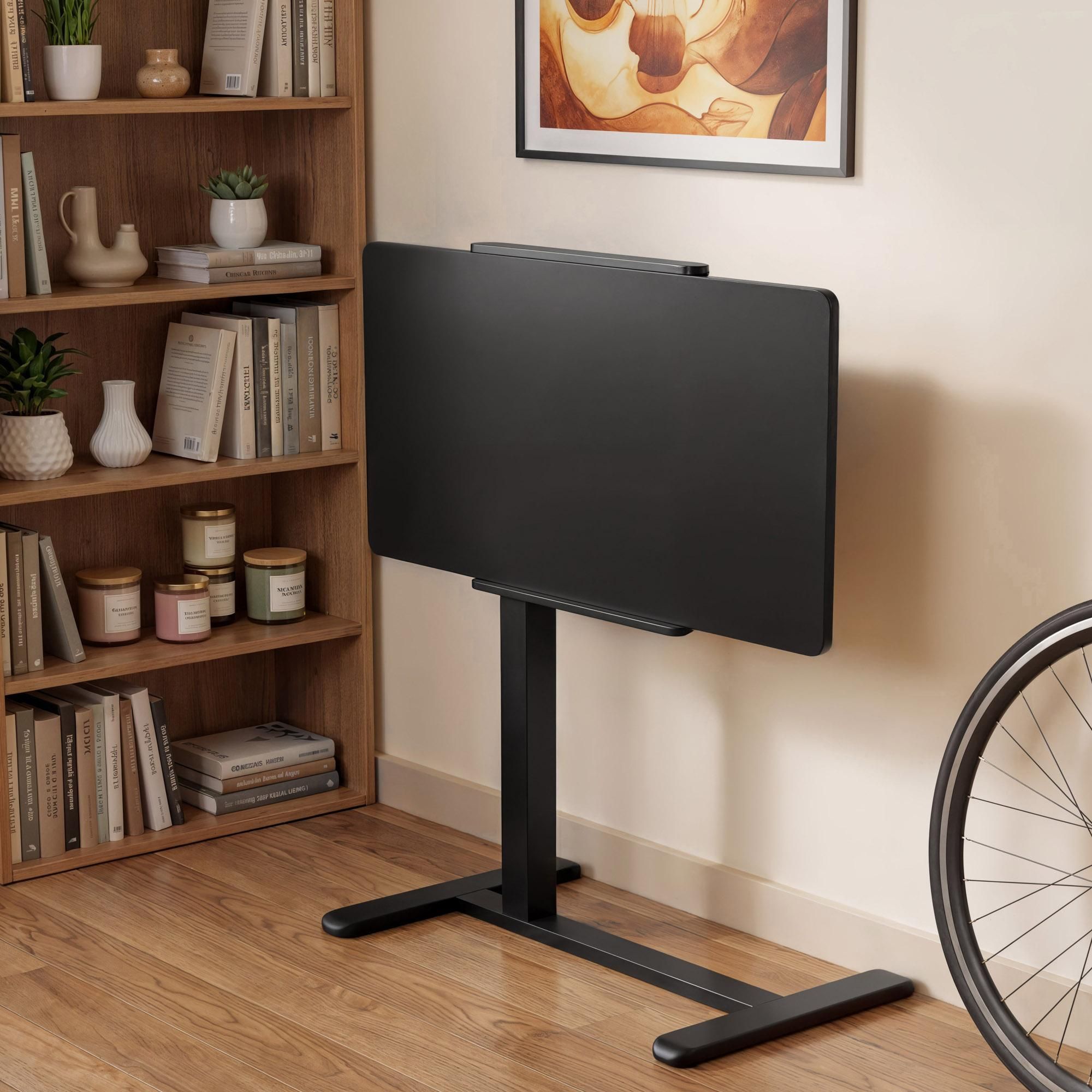 di volio Mobiler Schreibtisch SORINO höhenverstellbar mit Gasfeder, neigbarer Laptoptisch mit Rollen, Computertisch mit klappbarer Tischplatte (schwarz)