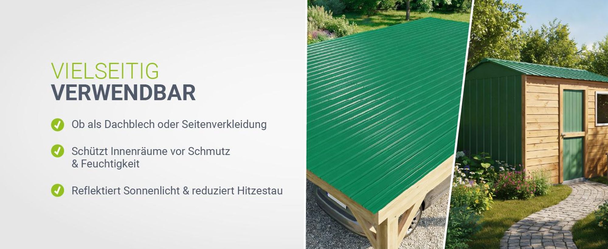 JUSKYS® Profilblech - Grün 14er Set, verzinkter Stahl, 110x45 cm, wetterfest