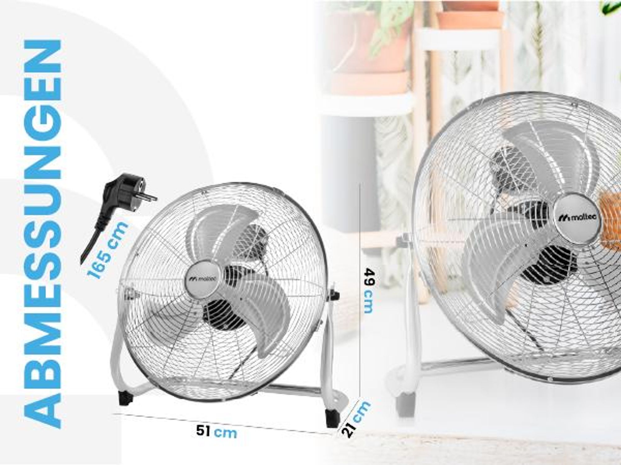 Bodenventilator Ventilator Windmaschine Luftkühler mit 3 Stufen