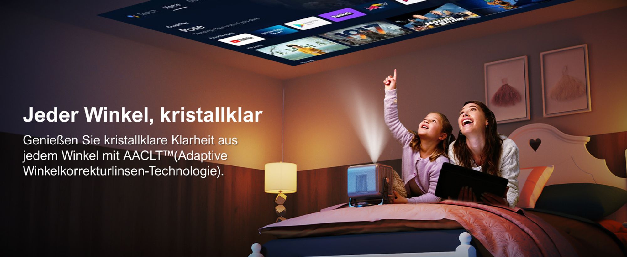 ULTIMEA Smart Beamer Android TV 11.0 mit Netflix, 4K unterstützter Filmprojektor mit 90° Gimbal Design, 600 ANSI Full-HD, HDR10&HLG, Bluetooth