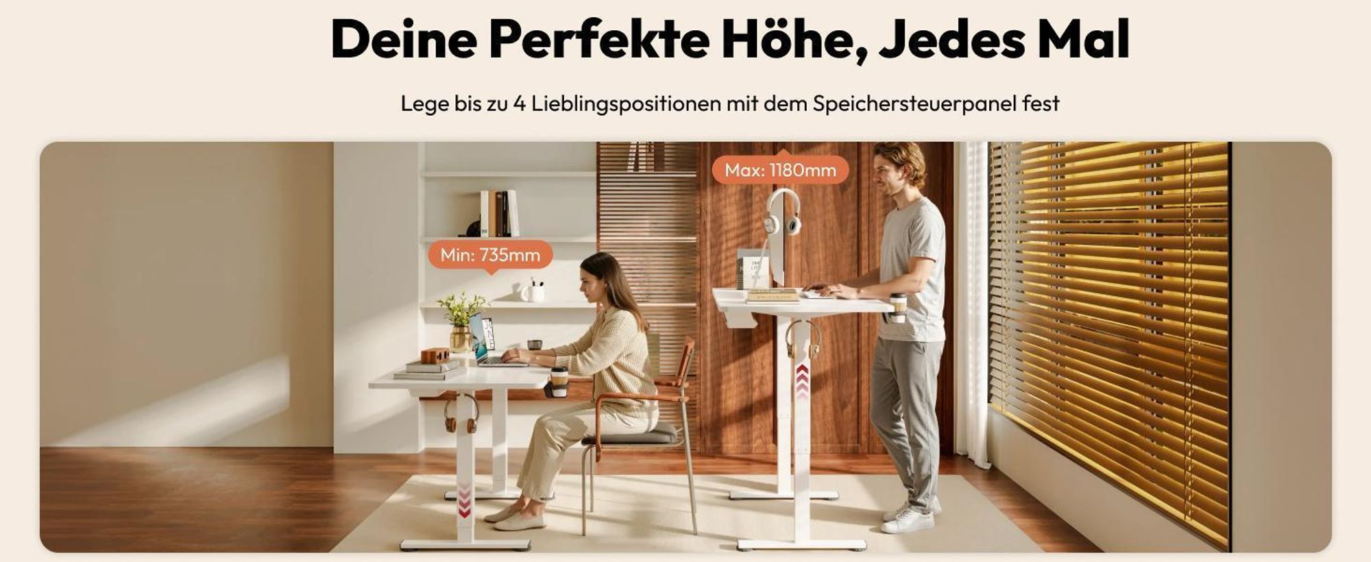 SANODESK QS1 Höhenverstellbarer Schreibtisch 200x80cm elektrisch 4 Memory-Funktion Antikollisionsschutz 70 kg Tragkraft Haken Kabelmanagement (Weiß)