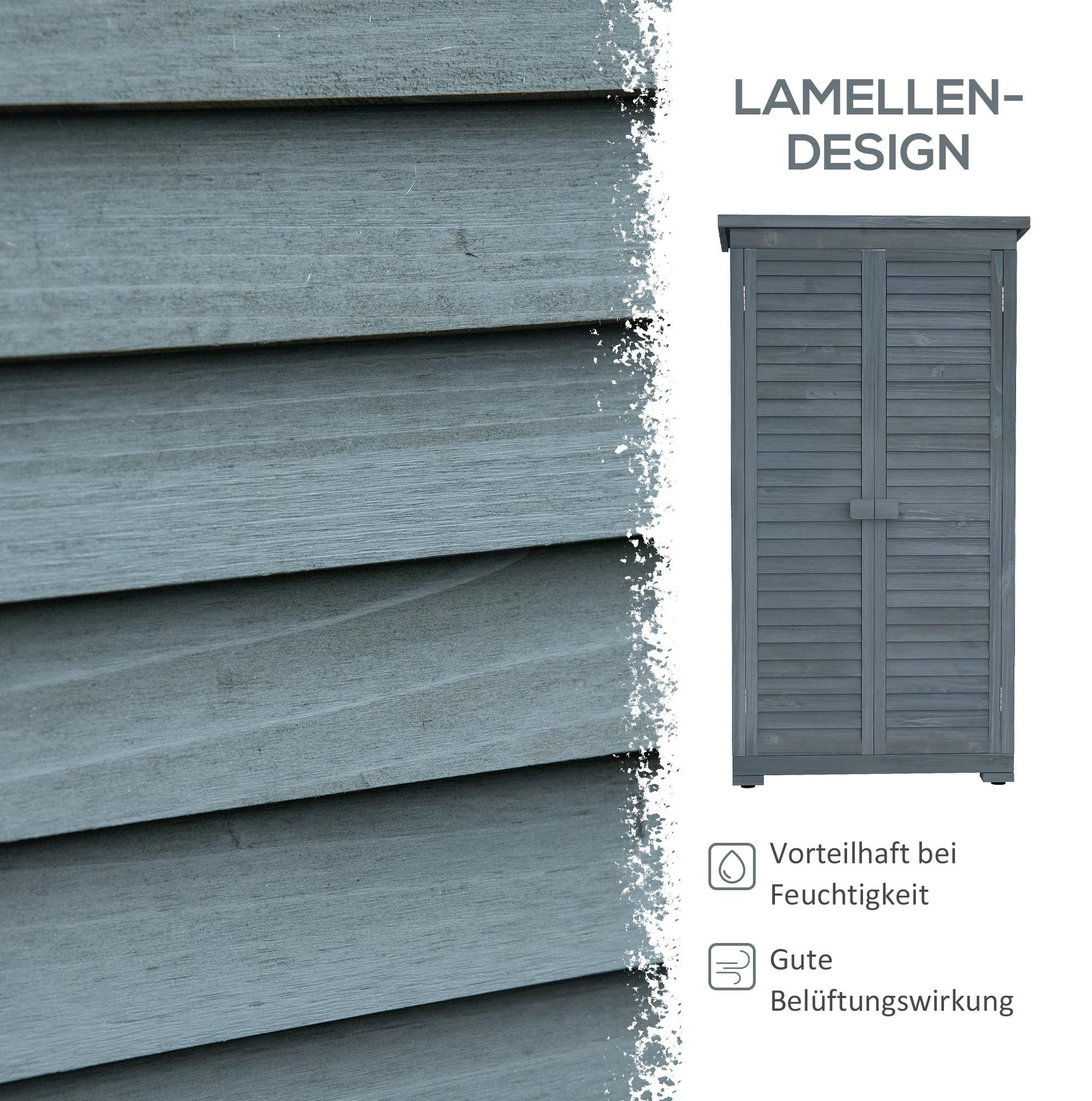 wetterfest grau Lamellentür Gartenbox