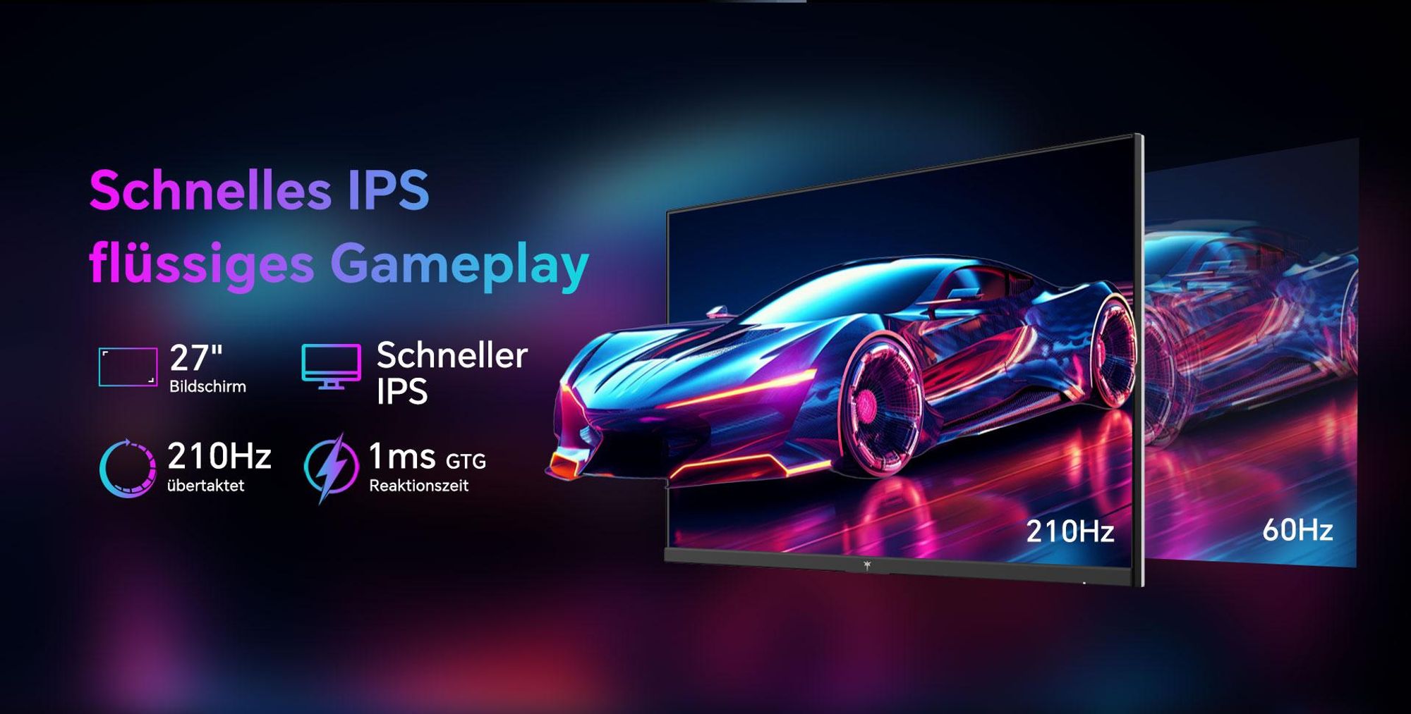 KTC H27T6 27 Zoll Gaming Monitor, QHD 210Hz Fast IPS, 1ms GTG, HDR400, FreeSync/G-Sync, höhenverstellbar