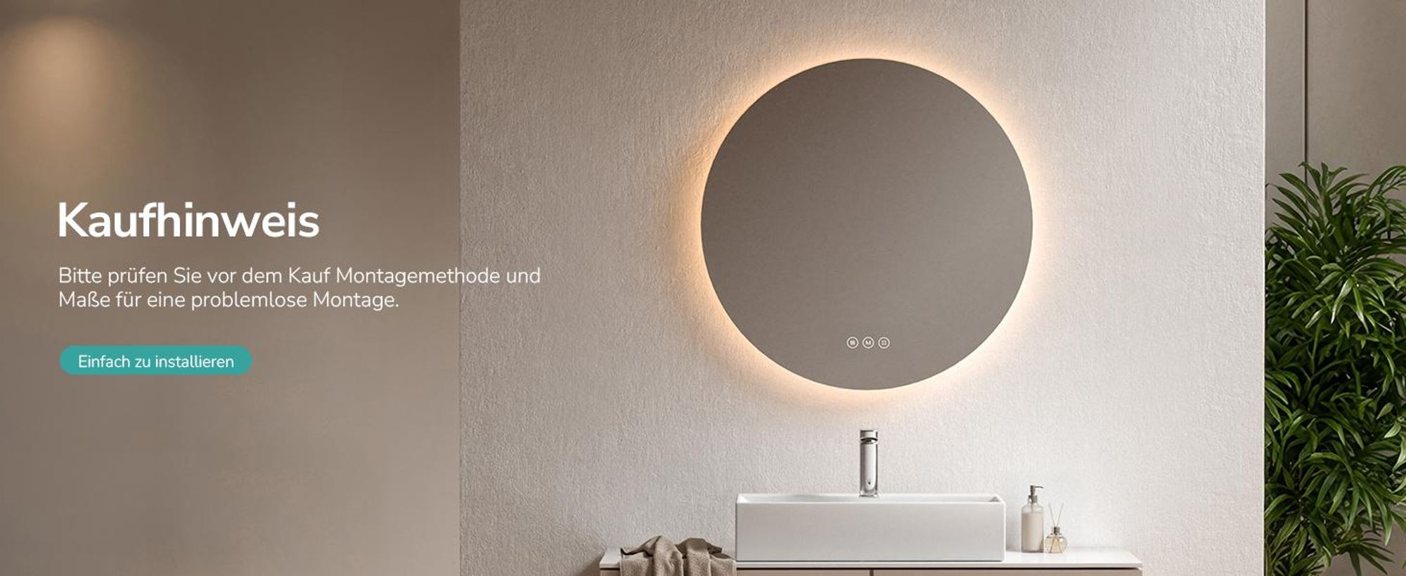 EMKE LED Badspiegel Rund 70 cm mit beschlagfrei Badezimmerspiegel 3 Lichtfarbe Badspiegel dimmbar LED Spiegel mit Touchschalter