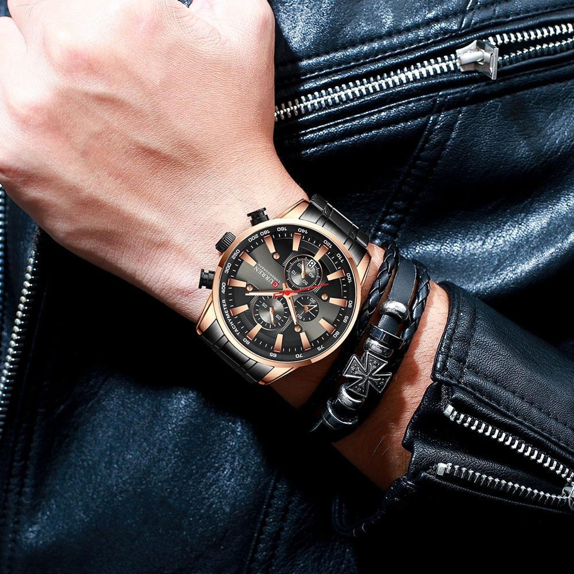 CURREN Herren-Armbanduhr klassisch elegant Chronograph mit Datumsanzeige