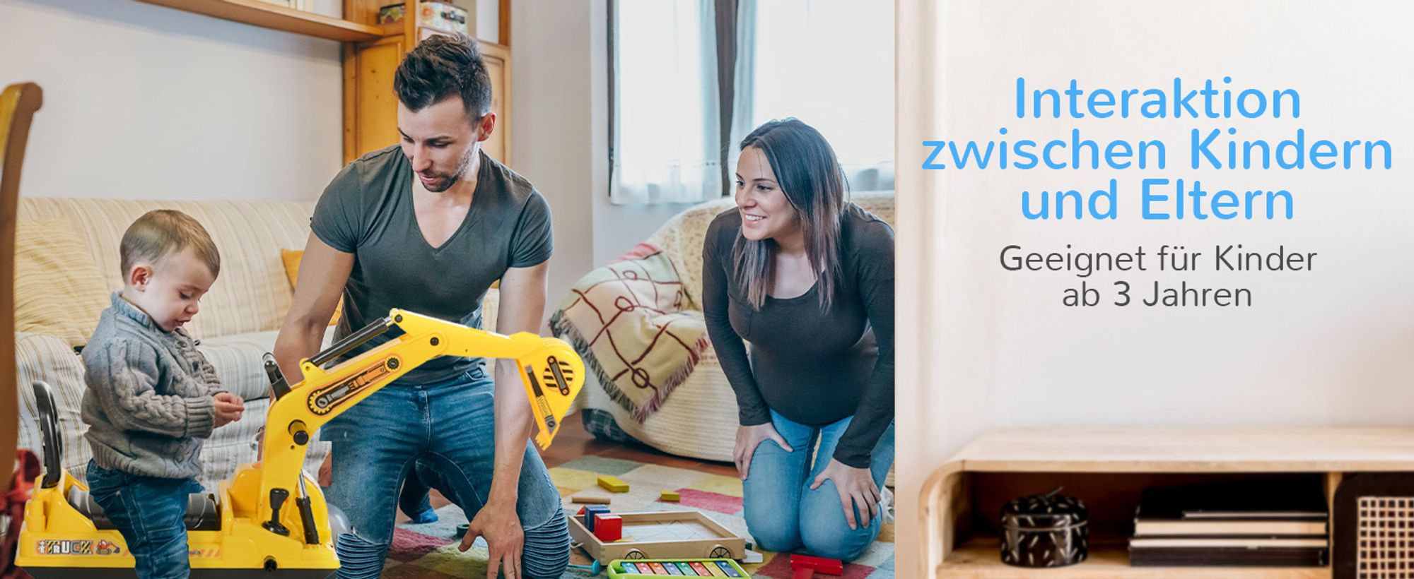 HOMCOM Kinder Sitzbagger Sandbagger für Kinder mit Schaufe, Hupe für 1,5-4 Jahre