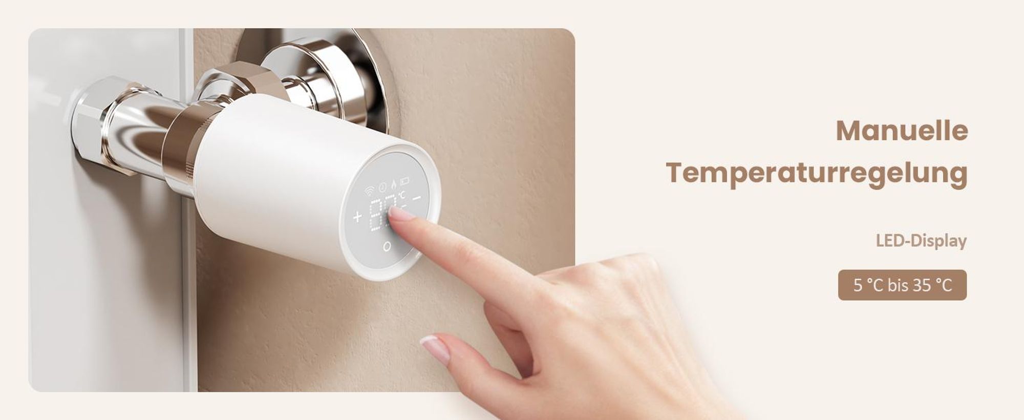 EMKE Heizkörperthermostat Intelligent mit Smart Gateway – Weiß ABS-Gehäuse Fernsteuerung Fenster-Offenerkennung & Kindersicherung
