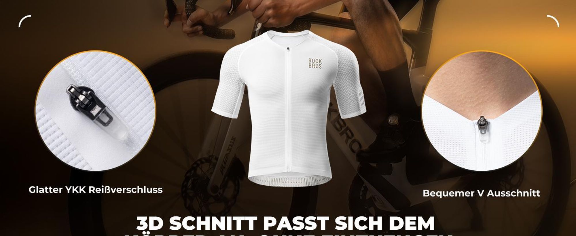 ROCKBROS Herren Damen Fahrradtrikot Kurzarm Radtrikot Sommer Atmungsaktiv Schnell trocknend Fahrradbekleidung Weiß EU M