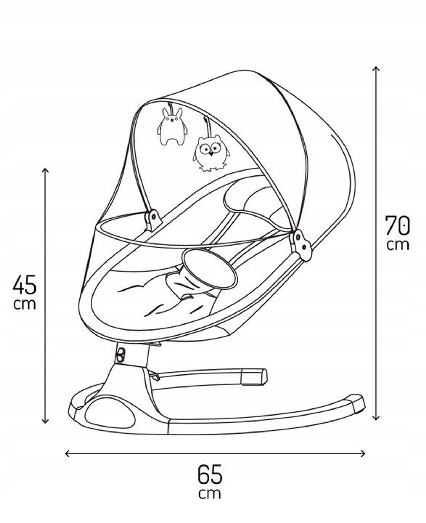 MoMi KENANI – Elektrische Babywippe mit Bluetooth, Fernbedienung & Musik, 5 Stufen – inkl. Moskitonetz – Hellgrau