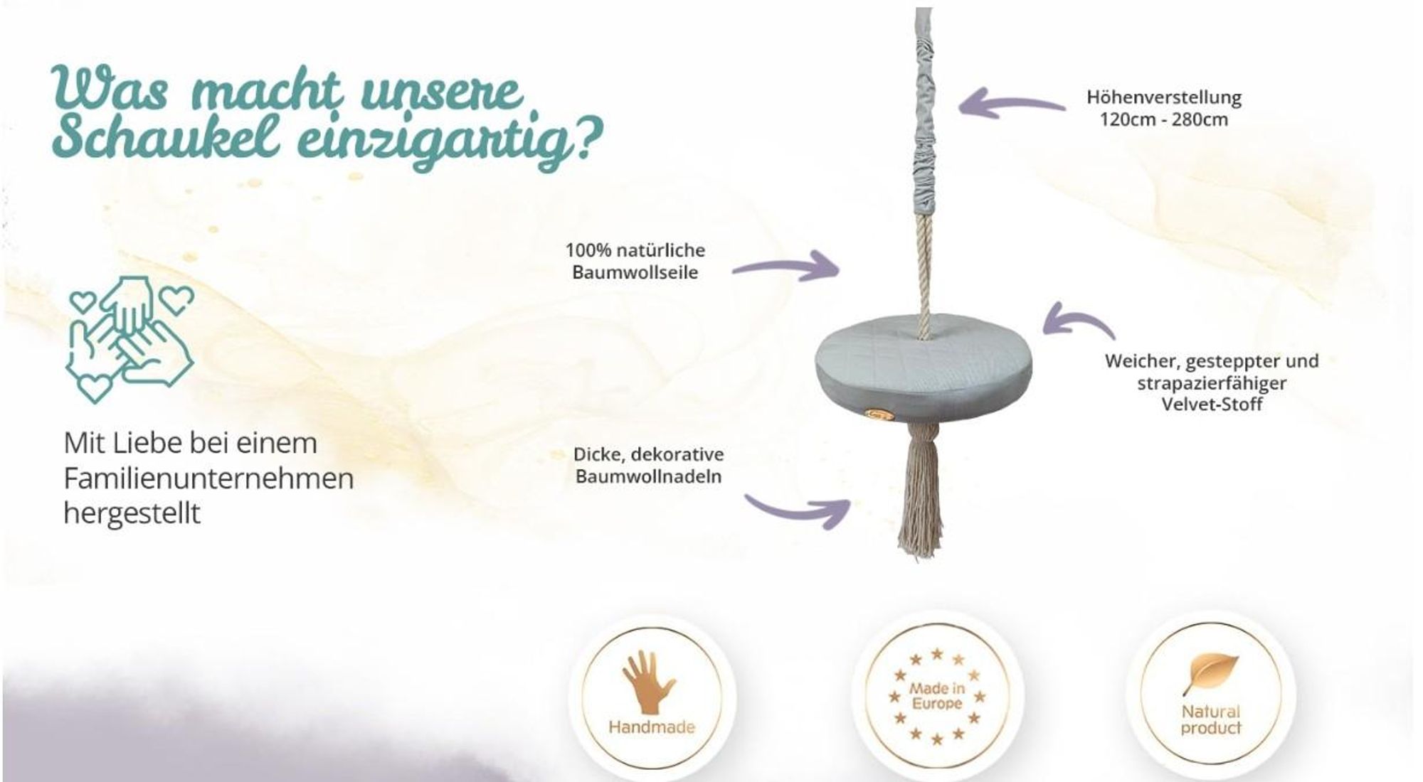 Create for you® - Kinderschaukel Indoor, Babyschaukel Türrahmen aus Holz, Grau
