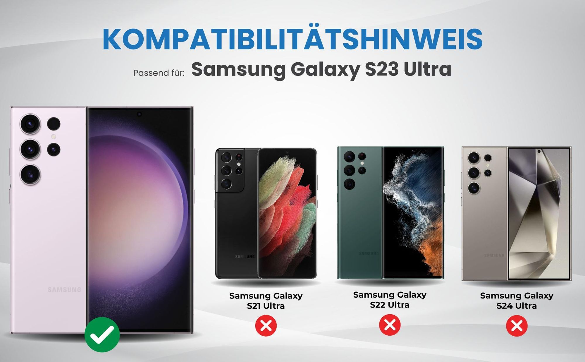 Kompatibilitätshinweise Hülle für Samsung Galaxy S23 Ultra