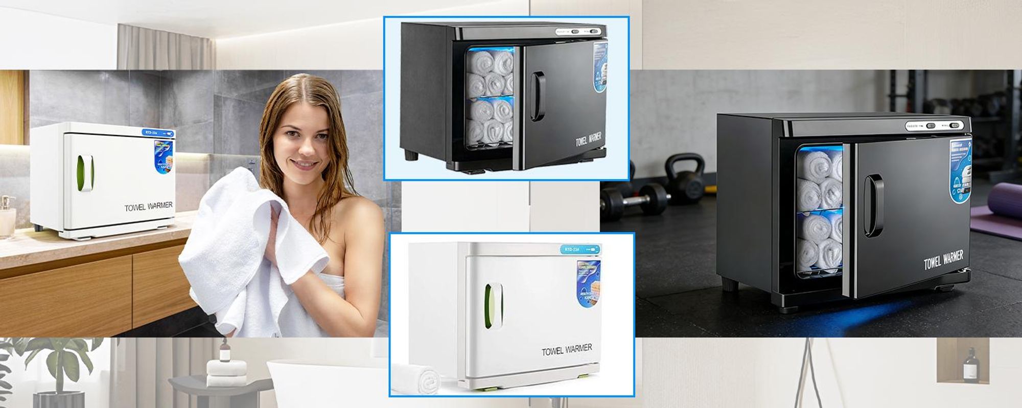 ZMH Handtuchwärmer Towel Warmer UV Handtuch Wärmegerät Handtuch Wärmer 360° Heizung Handtücher Handtuchtrockner Elektrisch für Spa Hotel Schwarz 23L