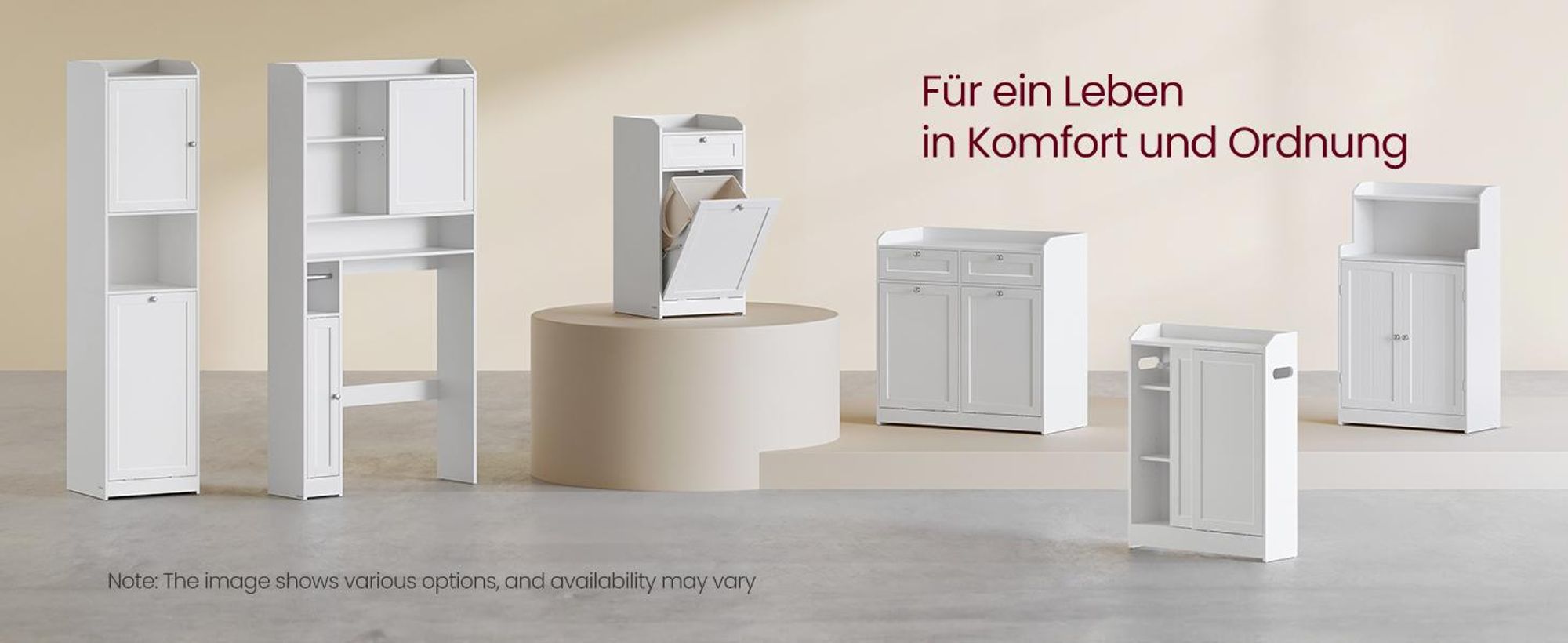 VASAGLE Badezimmerschrank, Badschrank platzsparend, Toilettenrollenhalter, Toilettenbürstenhalter, Schiebetüren, verstellbare Einlegeböden