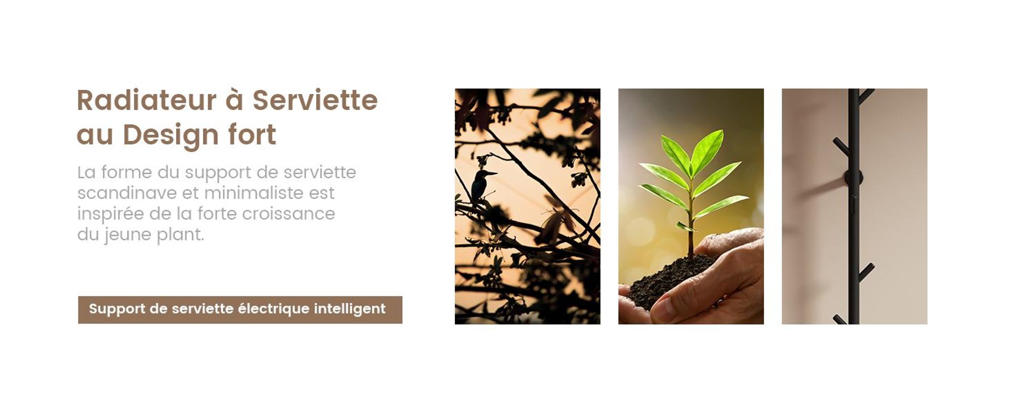 EMKE Sèche-serviettes électrique 100W Noir Mat, Design Arbre avec Écran LCD, Thermostat Intelligent WiFi & App, Minuterie, Chauffe-serviettes 150 cm