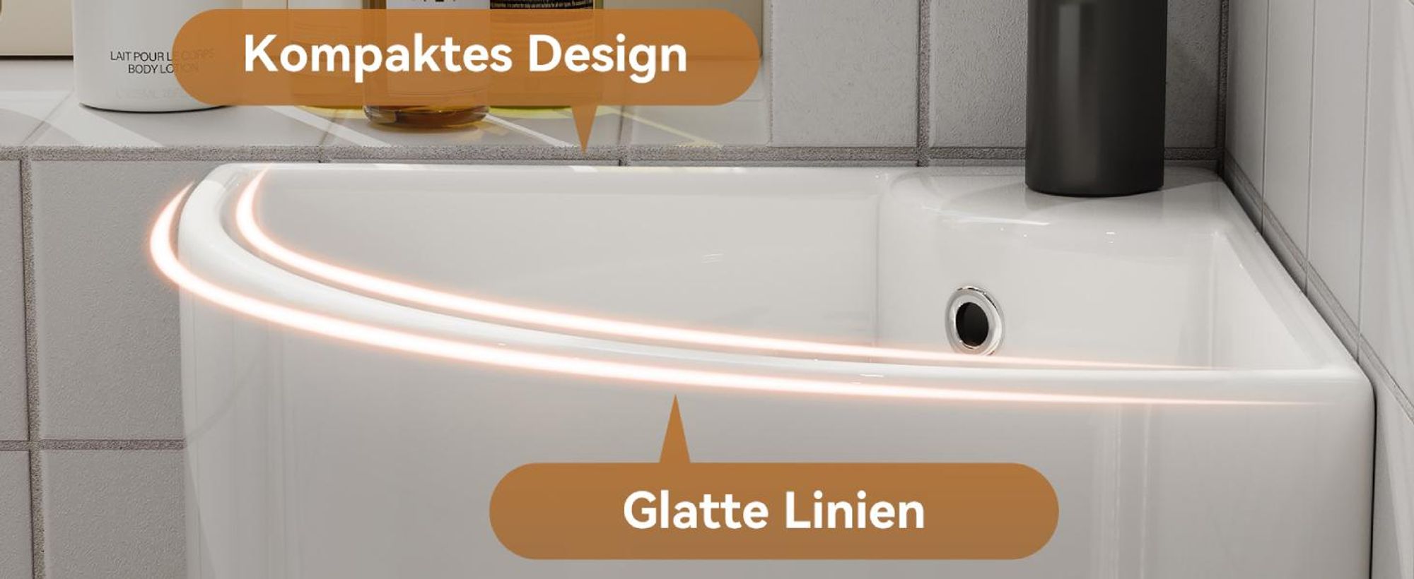 Waschbecken Keramik Eck mit Überlauf Hahnloch Waschtisch Keramikspülen