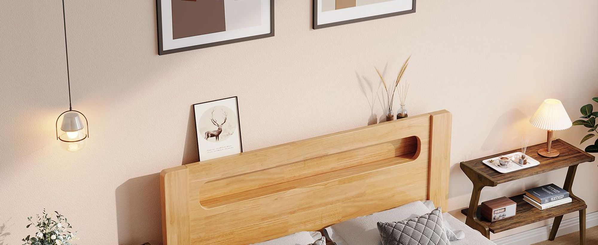 Beistelltisch aus Massivholz, 2-stöckiger Beistelltisch mit Ablagefach, moderner, Sofa, Wohnzimmer, Schlafzimmer,einfache Montage, rustikales Braun