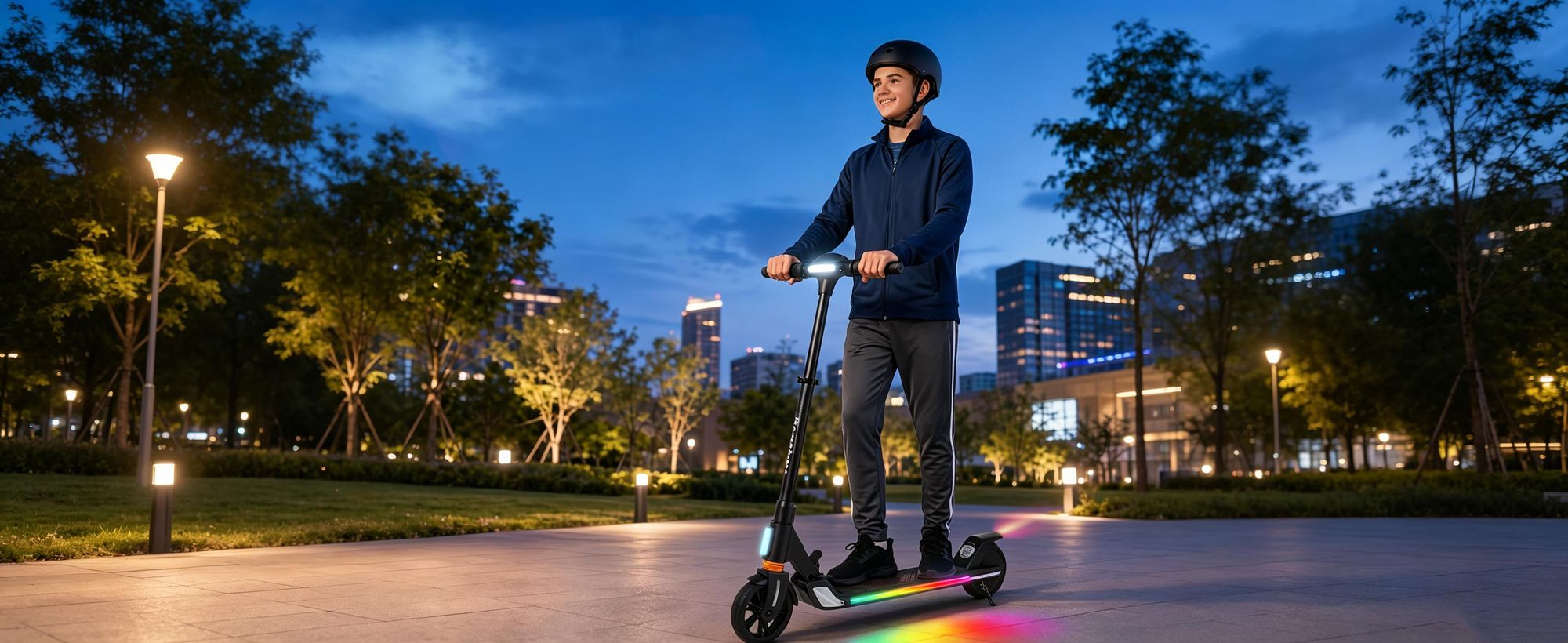 Elektroroller Für Kinder Alter 8-16, Faltbar E-Scooter, 20 km Reichweite, 20km/h, 200W, Höhenverstellbar, LED, Jugendliche Elektroscooter Schwarz