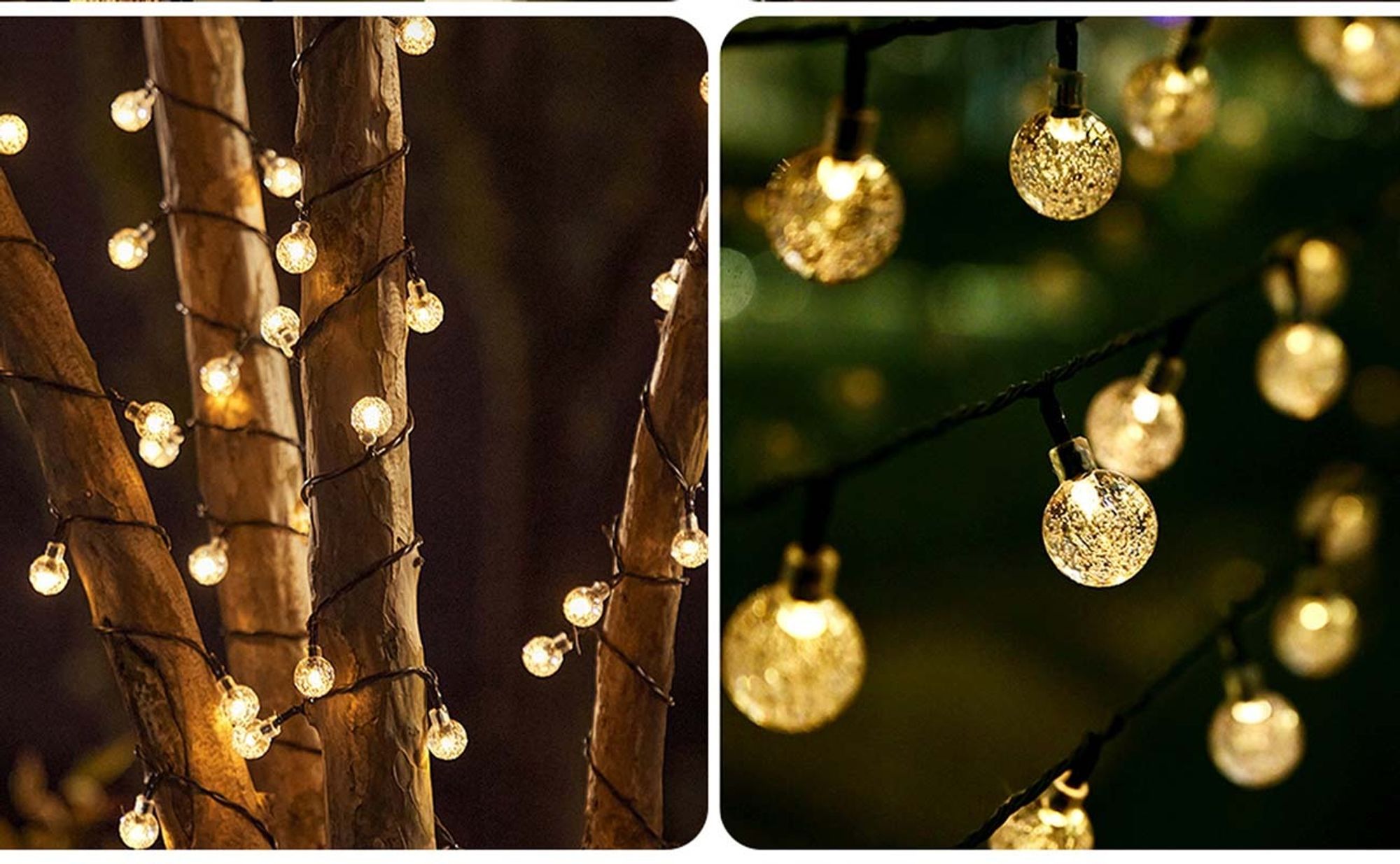 Salcar Solar LED Lichterketten 15 m 60 LEDs, USB & Solar, 8 Modi, Kugellampen Deko Weihnachtsdeko