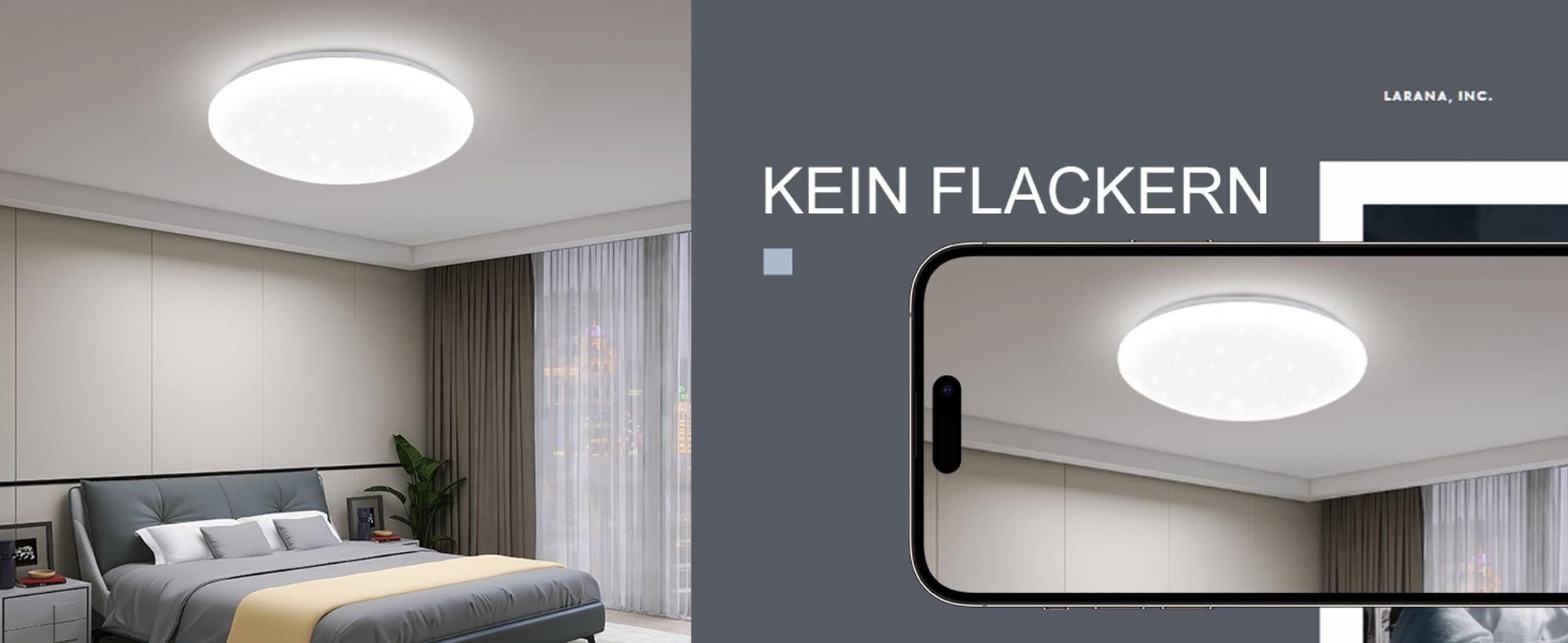 ZMH LED Deckenleuchte Schlafzimmer Deckenlampe 30cm Sternenhimmel Kaltweiß 18W Deckenbeleuchtung IP44  Rund für  Küche Kinder