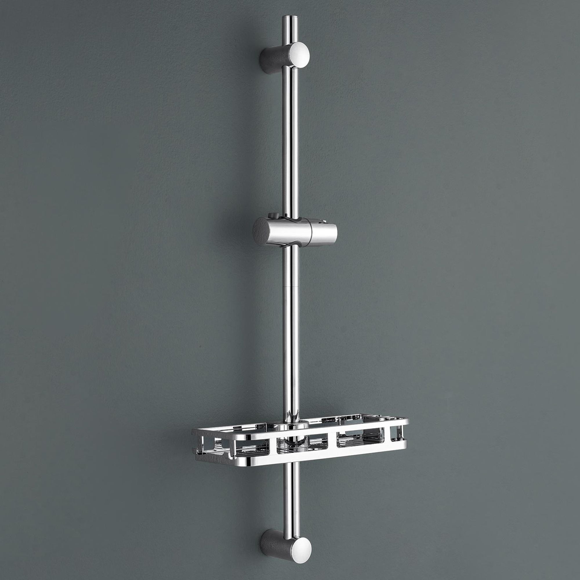 Auralum 70 cm Duschstange aus Edelstahl–Wandmontierte Duschsäule mit Ablage, kein Bohren erforderlich, moderne Duschstange, Chrom