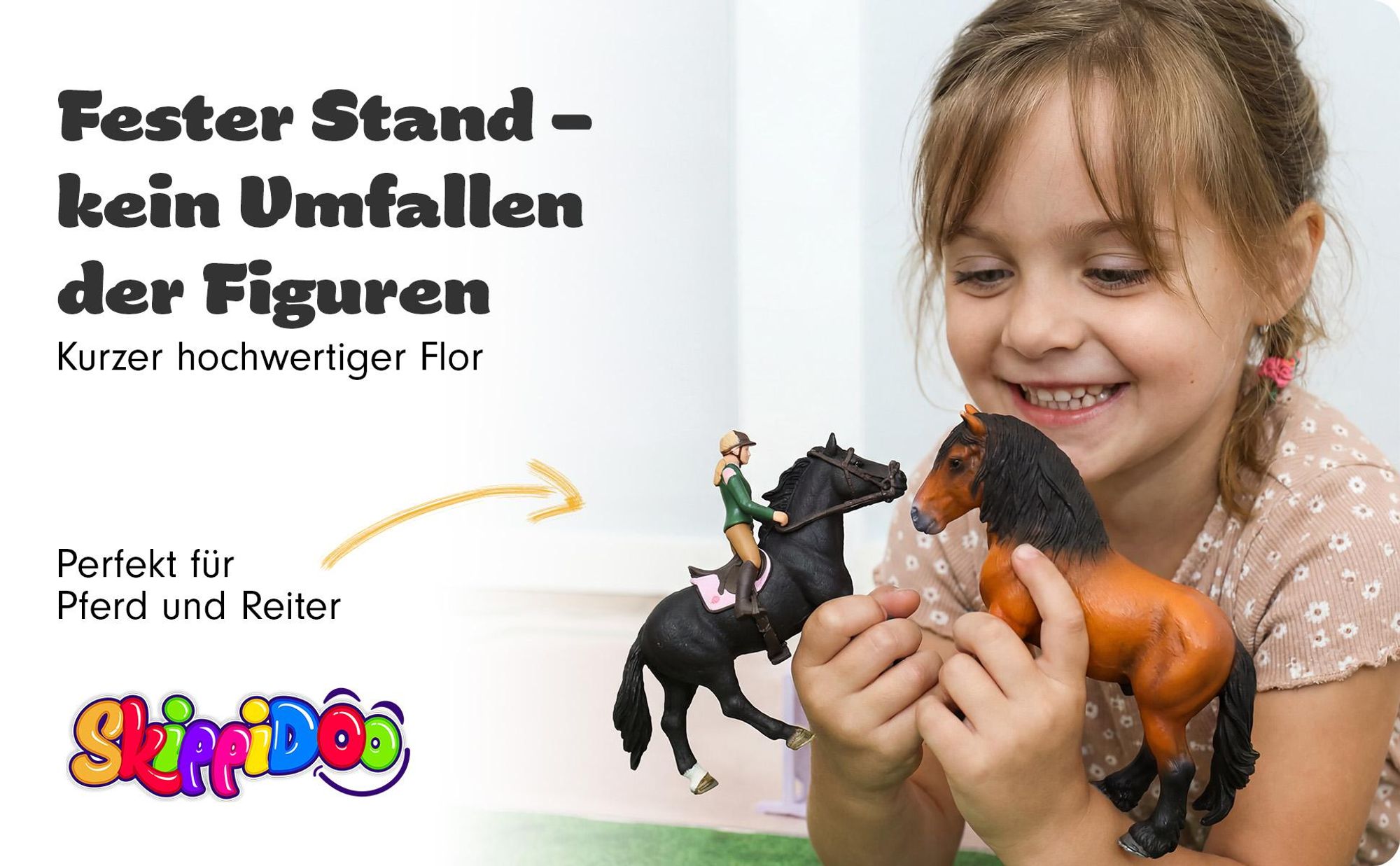 Pferde Spielteppich Ponyranch Deluxe Größe: 220cm x 140cm - Teppich Jungen & Mädchen Kinderzimmer, Kinderteppich für z.B. Schleich®, CollectA® Figuren