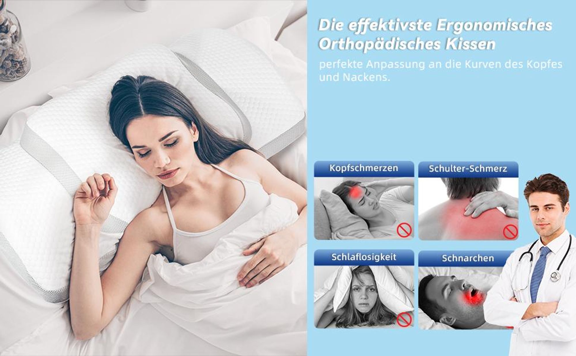 Zwei Höhen - Gebogene Nackenstütze