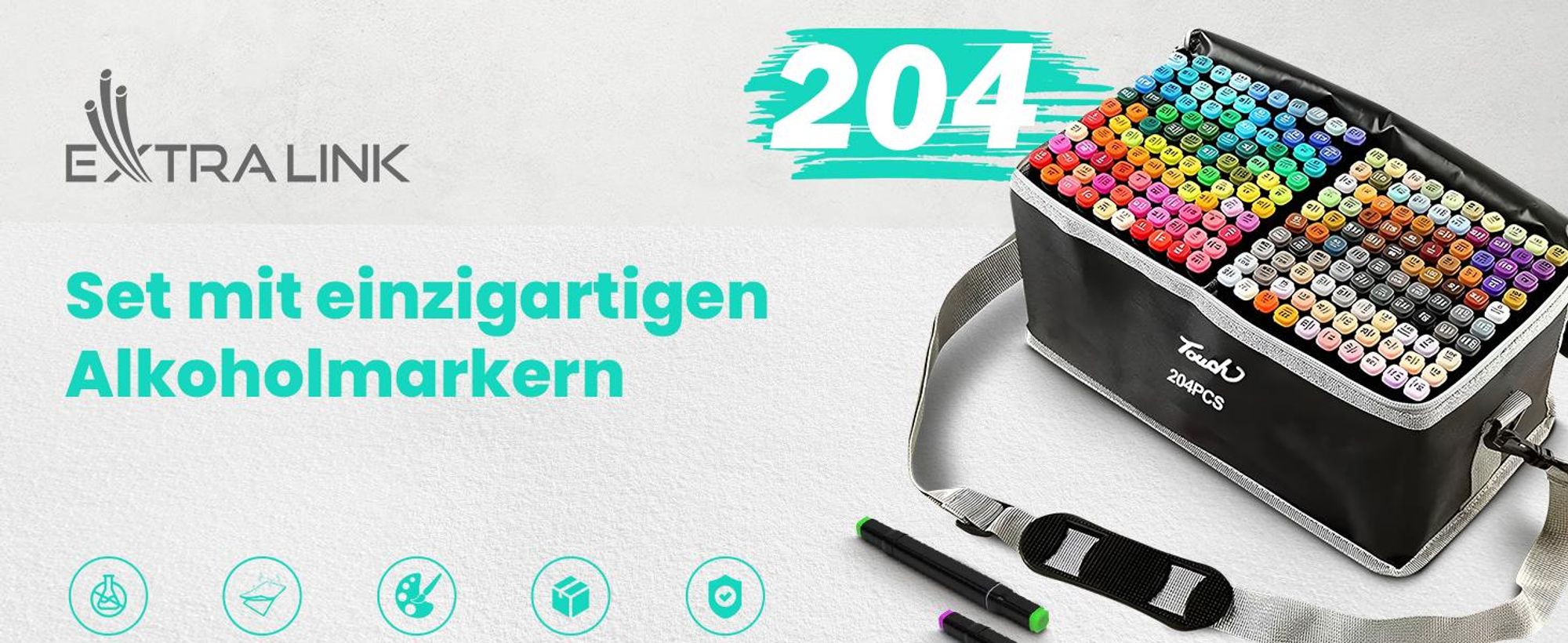 Extralink Alkoholmarker Set 204 Farben mit Tragetasche