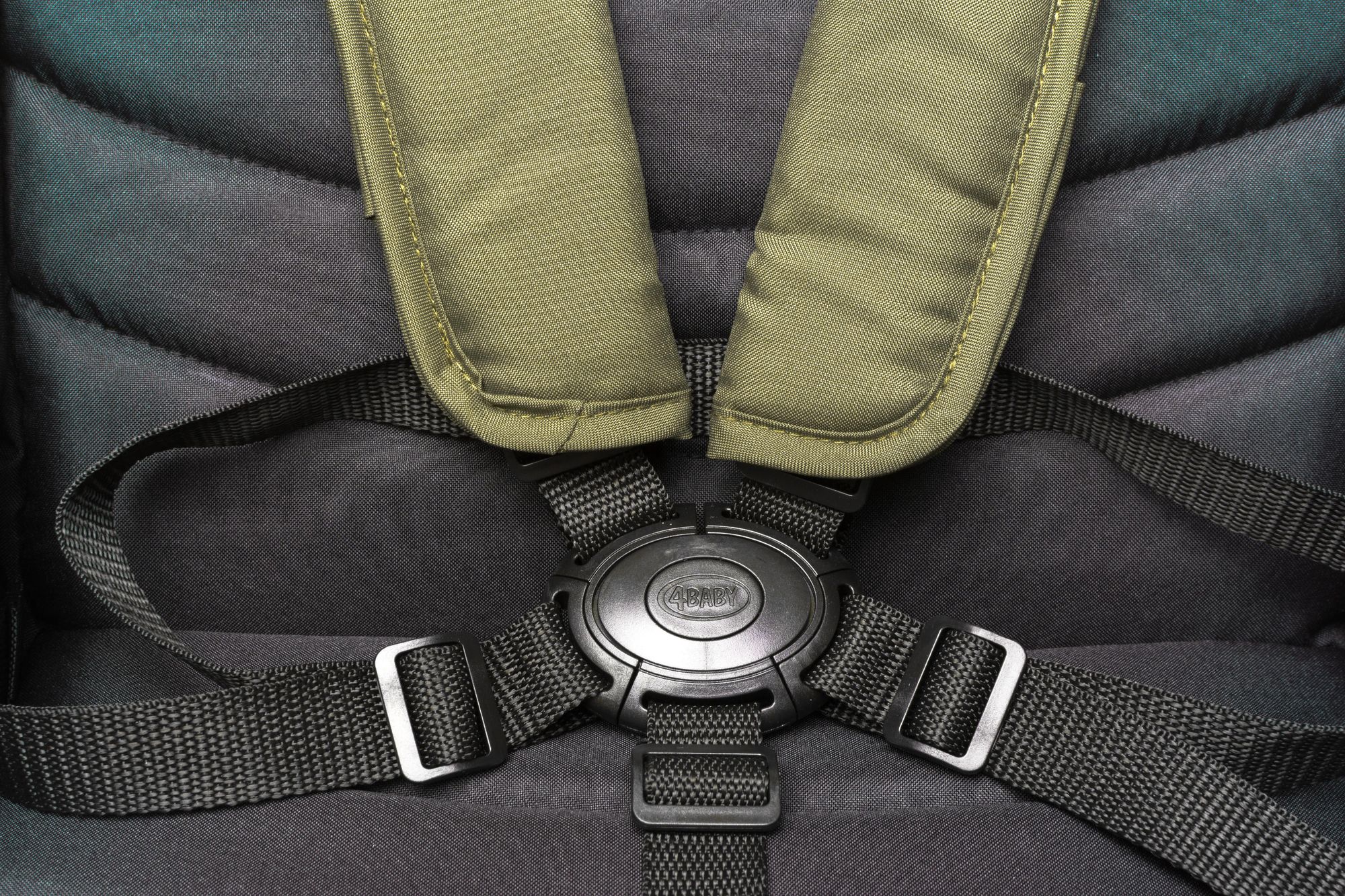 4Baby | Wózek spacerowy - Khaki - Kompaktowy - Pozycja leżąca - Terenowy - Lekki - do 22 kg - kosz na zakupy - 5 punktowe pasy bezpieczeństwa - Rapid
