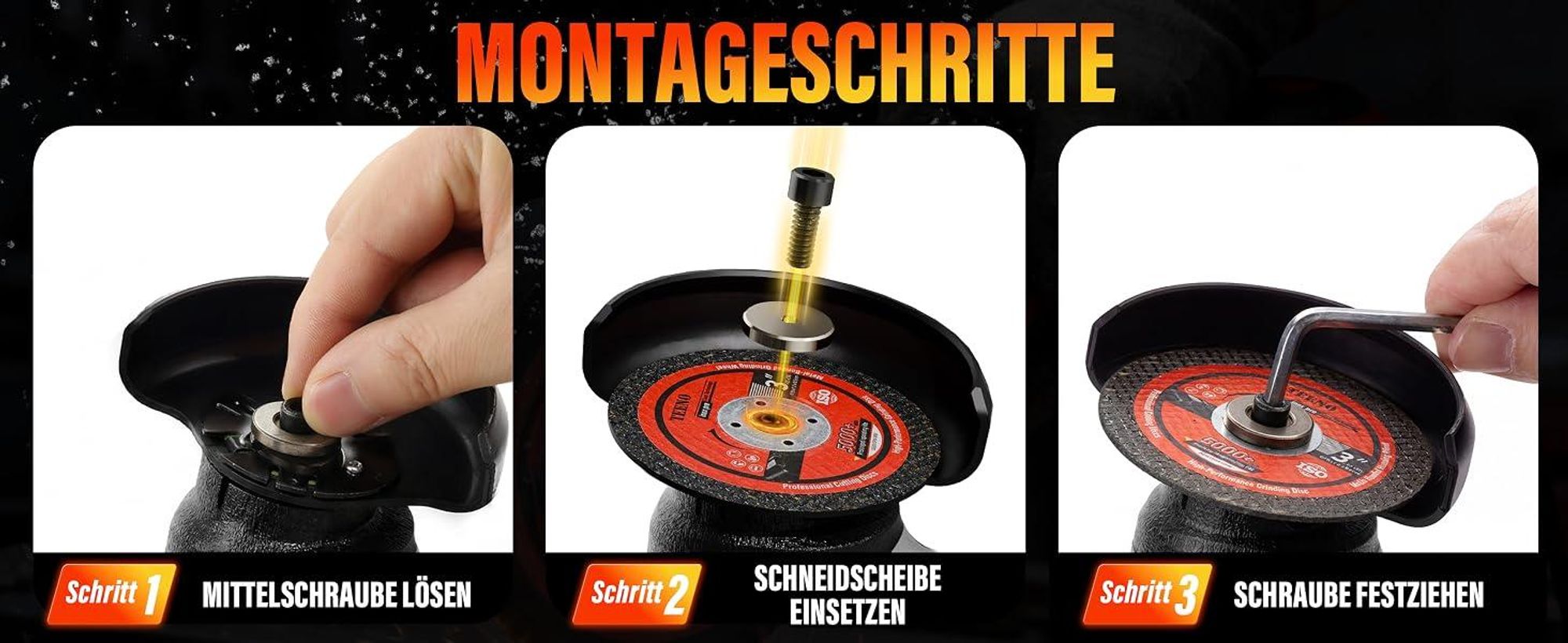 TEENO Akku-Winkelschleifer Bürstenlos 16,8V 76mm 19.500 U/min, 2 Akkus 800W Motor, LED-Display, 2x2000mAh Akkus, 6 Scheiben & Koffer. Schneiden.