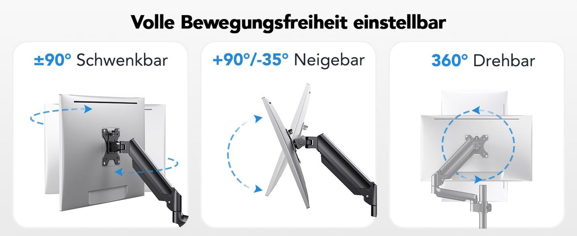 Monitor Halterung, 2-fach Monitor Schreibtisch Halterung, für 13-32 Zoll PC Monitor,Höhenverstellbare Bildschirmhalterung mit Langem Arm,VESA 75/100mm