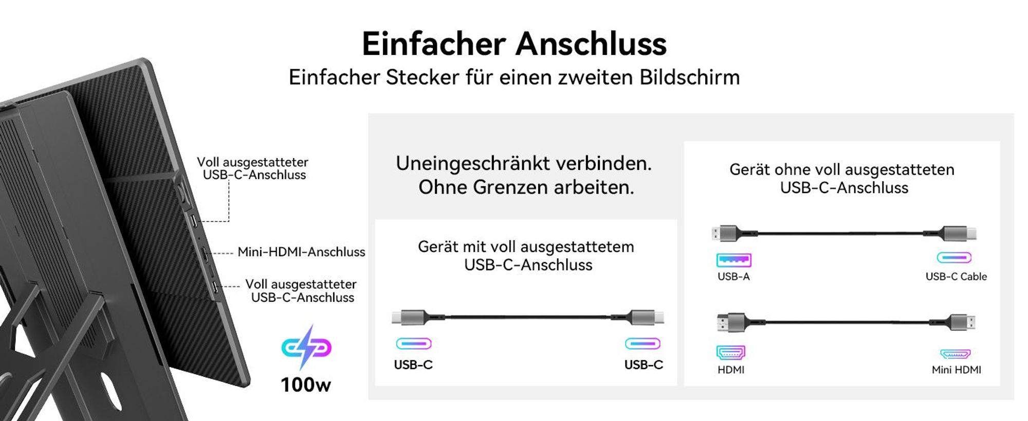Blackview Table 9 mit Aurabass3 Bluetooth-Box, 16 Zoll FHD tragbarer Monitor, 650g, SÜD , 360° Drehständer, Plug&Play, Kompatibel mit Mac/Win/Android