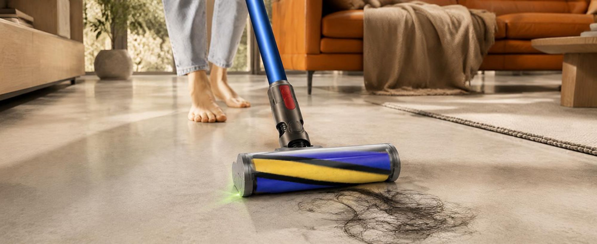 Elektrobürste mit Laser-LED für Dyson V7 V8 V10 V11 V15 – Bürste mit Direktantrieb für Hartböden & Kurzflorteppiche – Bodendüse für Staubsauger