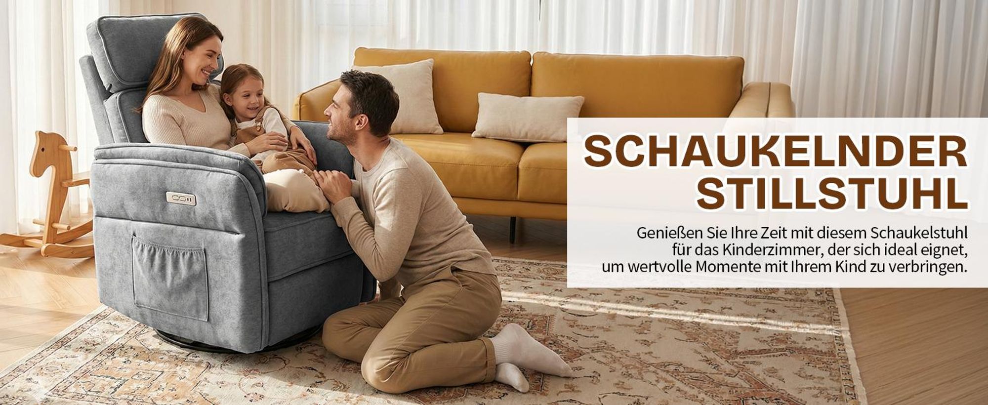 LEADZM Stillstuhl Relaxsessel Fernsehsessel, elektrischer Neigungs, 300° Drehfunktion, verstellbare Kopfkissen Armlehnen, Dunkelgrau