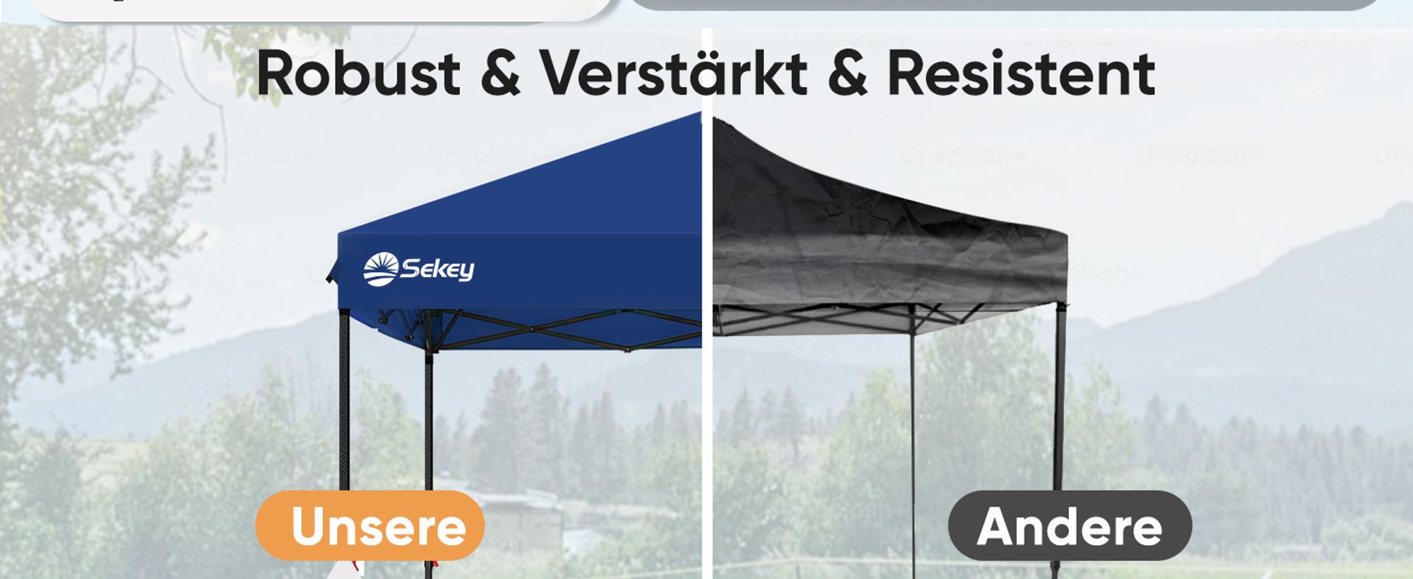 Sekey Faltpavillon 3x3 wasserdicht, Pop Up Pavillon mit 4 Sandsäcken, UV-Schutz 50+ Pavillons & Partyzelte Festzelt, Dunkelblau
