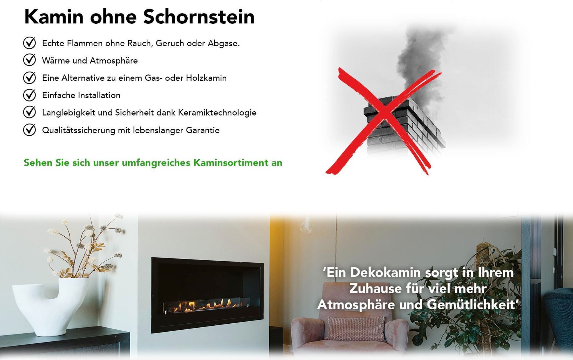 Kamine ohne Schornstein