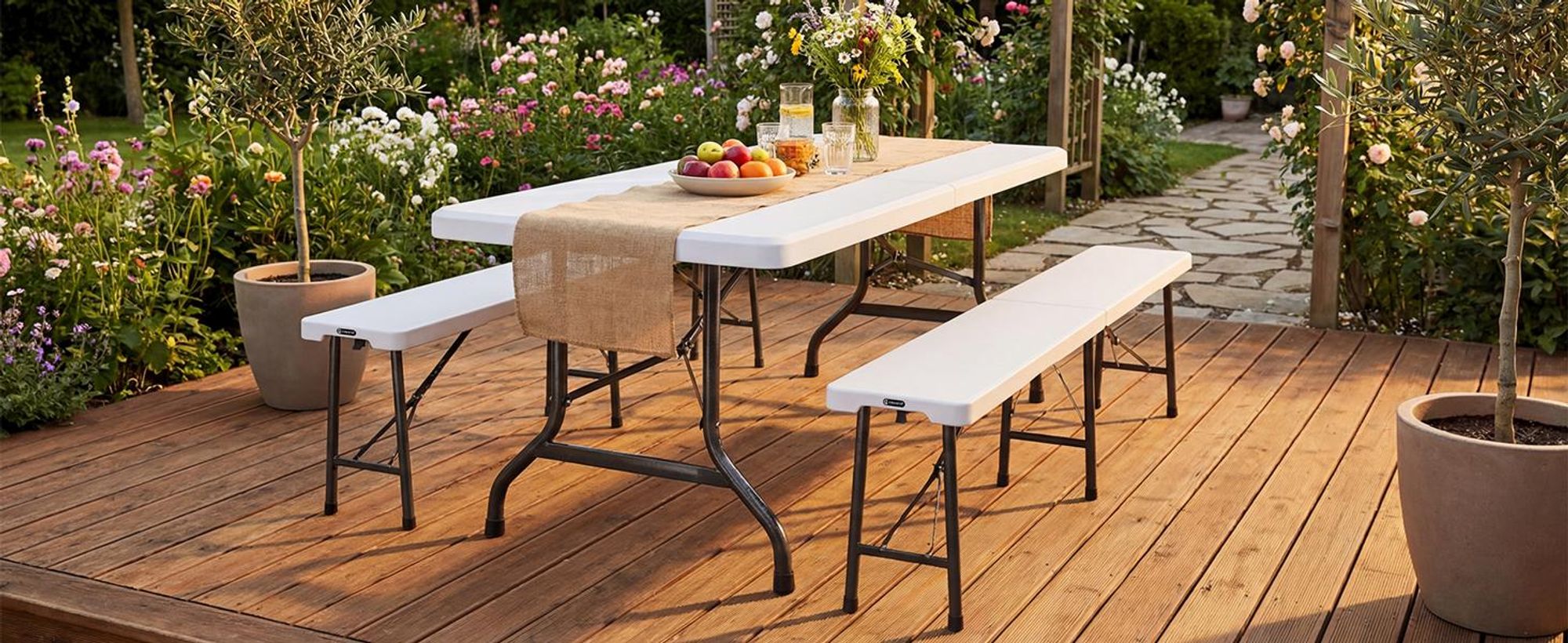 CASARIA Bierzeltgarnitur 180 cm 3-teilig für 8 Personen