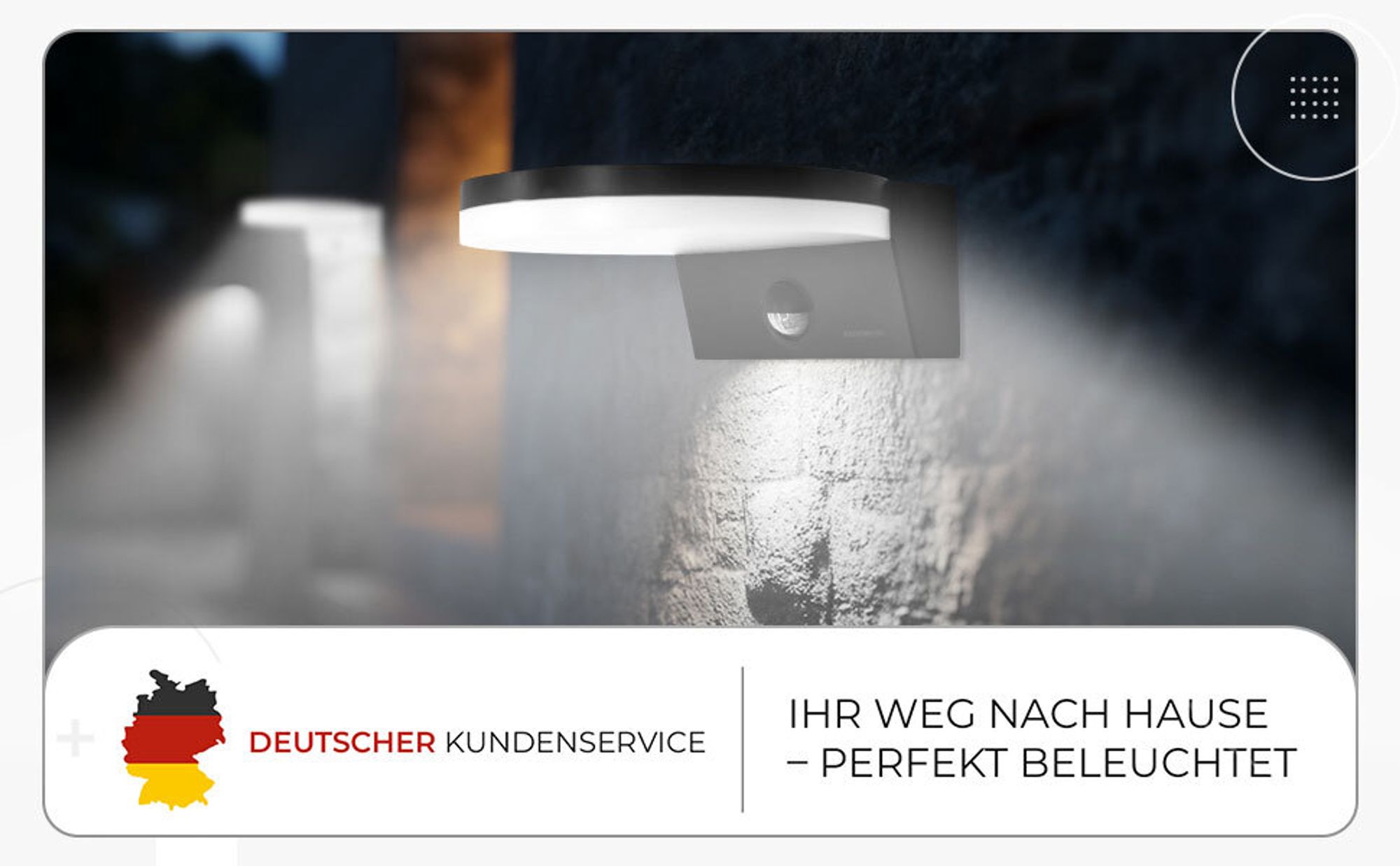 LED Außenwandleuchte Zirkon, schwarz mit Bewegungsmelder, Neutralweiß 4000K, 15W, IP65, 1600lm, 120° Abstrahlwinkel, Sensor 140° Reichweite 9m