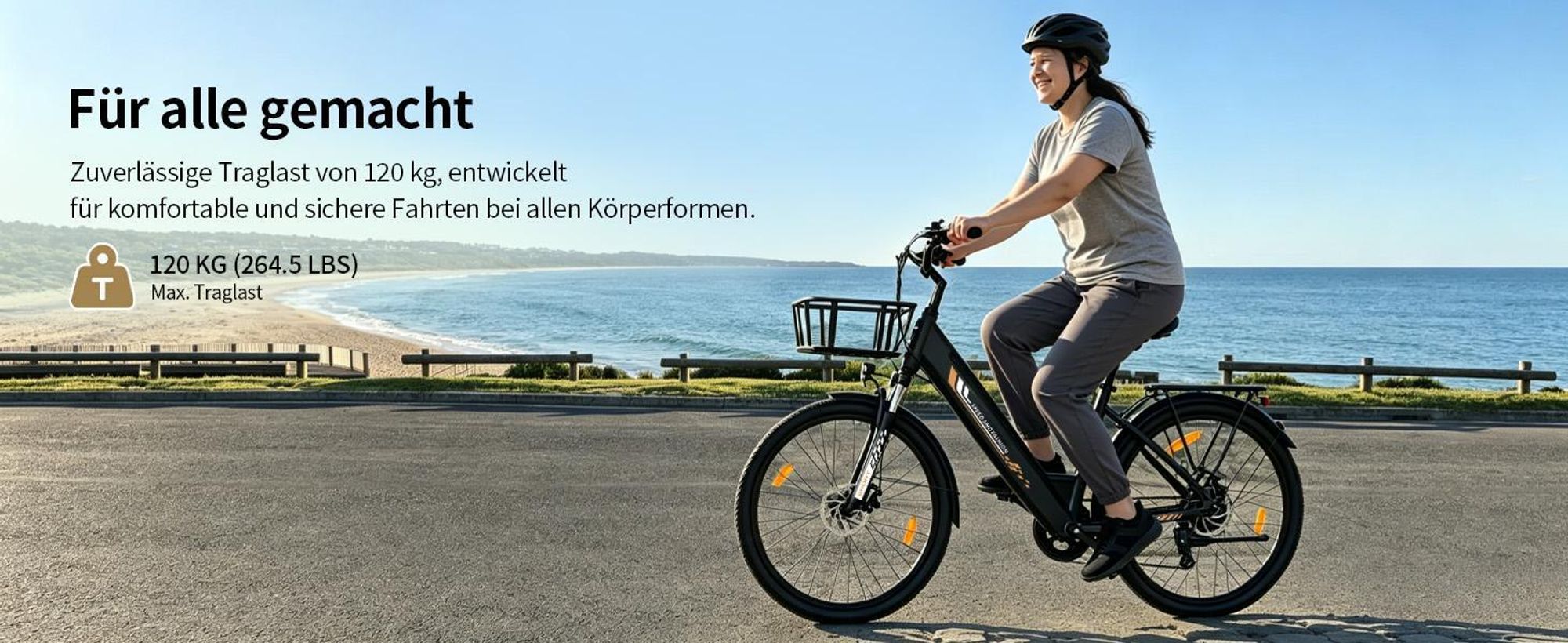 Runetic Ebike, City e-bikes & Dutch e-bikes, 250W Motor, herausnehmbarer 36V 13Ah Akku, bis zu 100 km Reichweite, 7 Gänge, 25 km/h - Grün