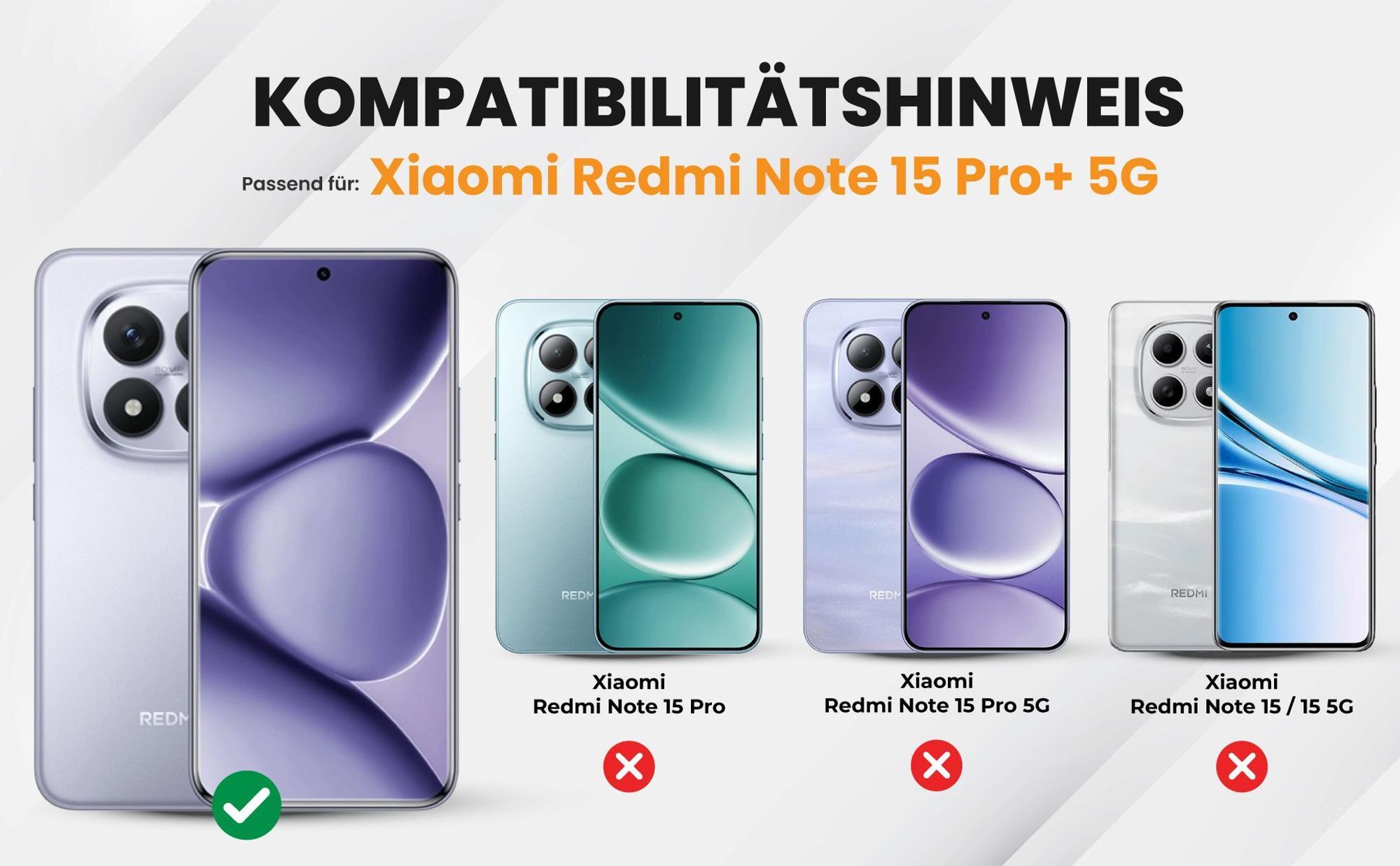 Kompatibilitätshinweise Hülle für Xiaomi Redmi Note 15 Pro+ 5G