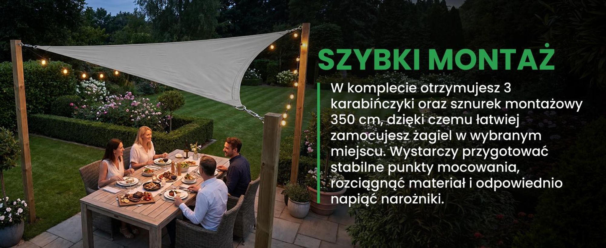 Trójkątny przeciwsłoneczny żagiel ogrodowy wodoodporny 3 na 3 na 3 metra szary