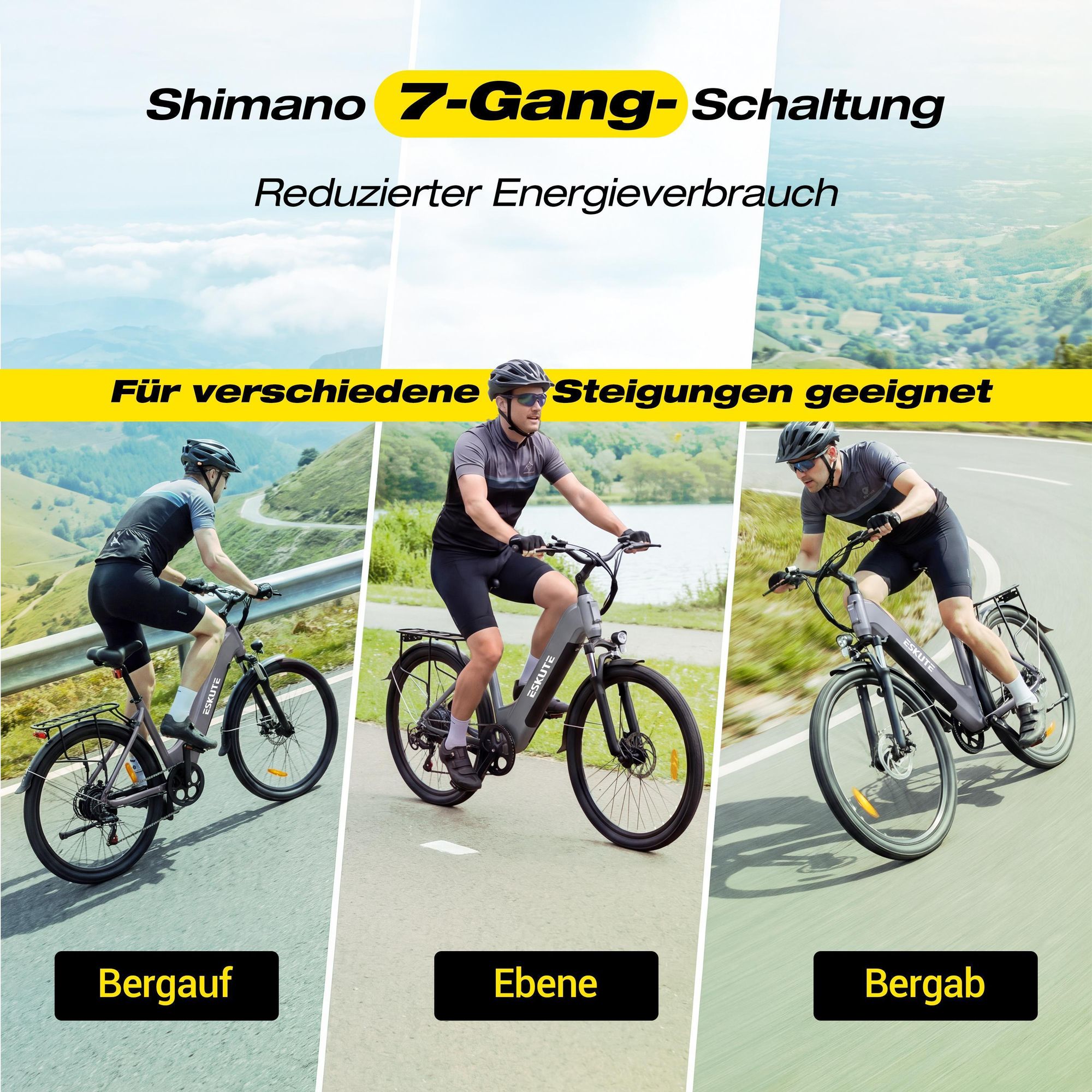 ESKUTE C202 Bicicletta Elettrica 250W 48V17.5Ah 26" - Grigio