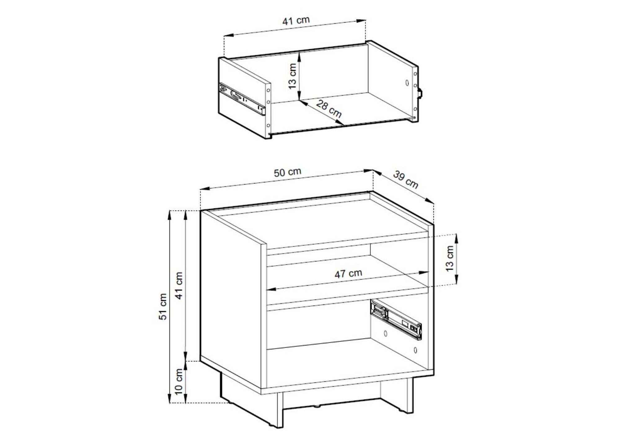 BETTSO Nachttisch SUNA Japandi Nachtkommode Nachtschrank Eiche Caramel grifflos Schlafzimmer, 1 Schublade, 50x51x39 cm, Saugroboter-geeignet
