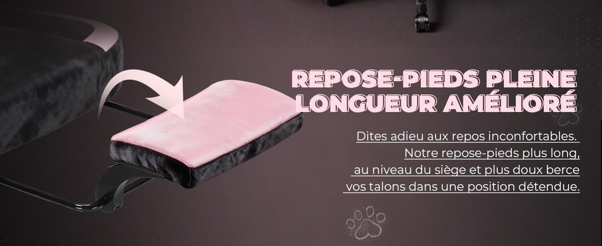 GTPLAYER Chaise gamer mignonne avec tissu velours, Gaming Chair, chaise de bureau ergonomique Gamer Chair avec oreilles de chat, mousse à mémoire de forme et repose-pieds, 150kg